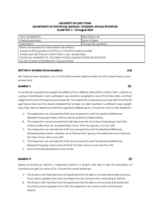 One-way anova - notes and practise - worked example 1 p fly totalno ...