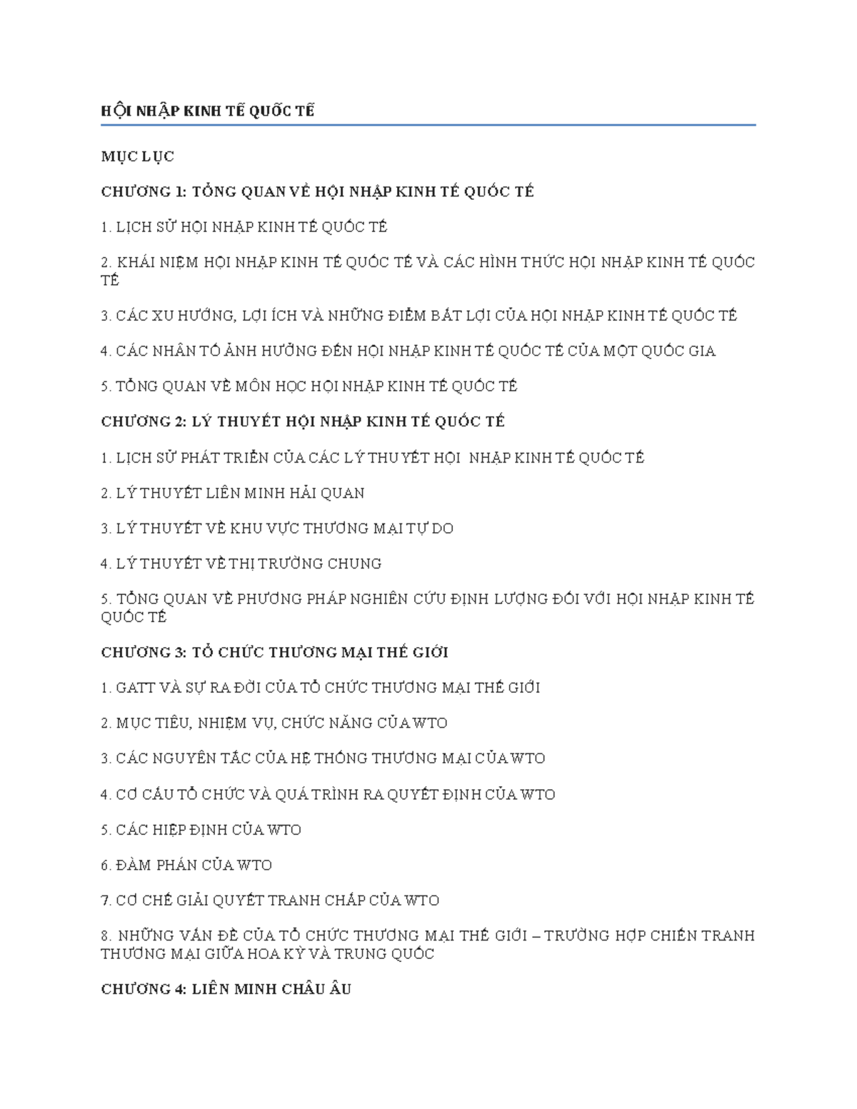 Tài liệu Môn HỘI NHẬP KINH TẾ QUỐC TẾ - Tổng Quan và Phân Tích - Document Preview