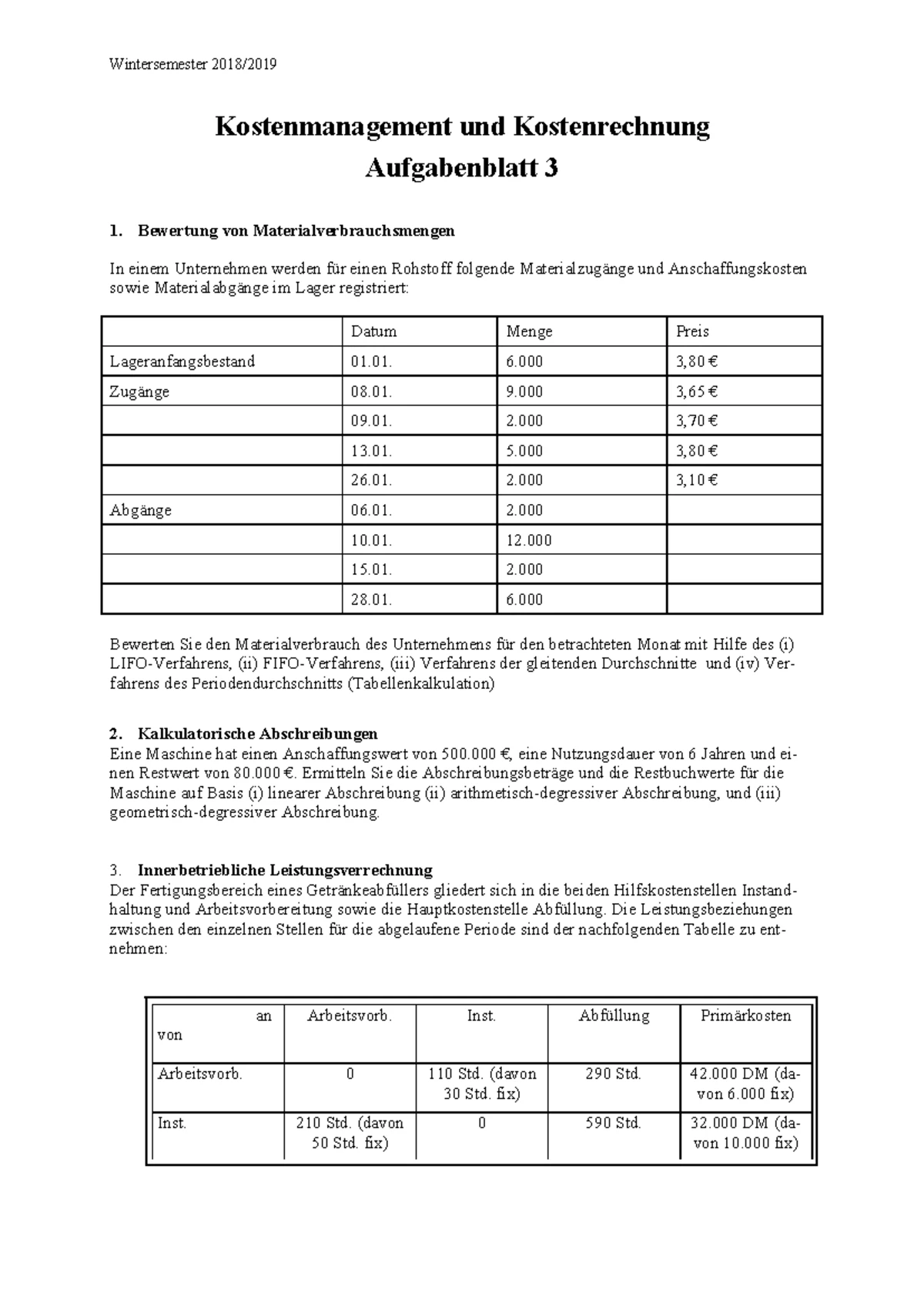 Foliensatz 3: Kostenmanagement und Kostenrechnung im WS 2024 - Studocu