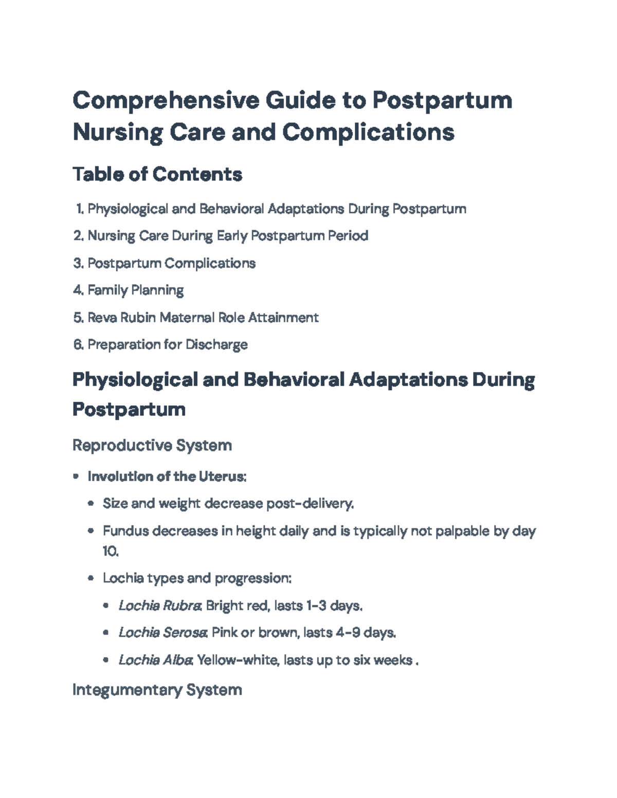 Comprehensive Guide to Postpartum Care and Complications ...