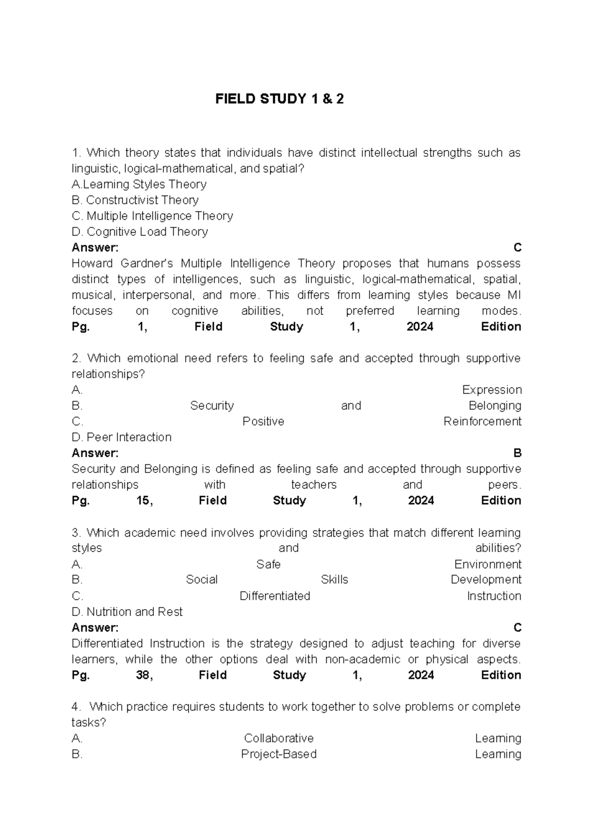 Group Field Study 1 & 2 - Lecture Notes and Key Concepts - Studocu