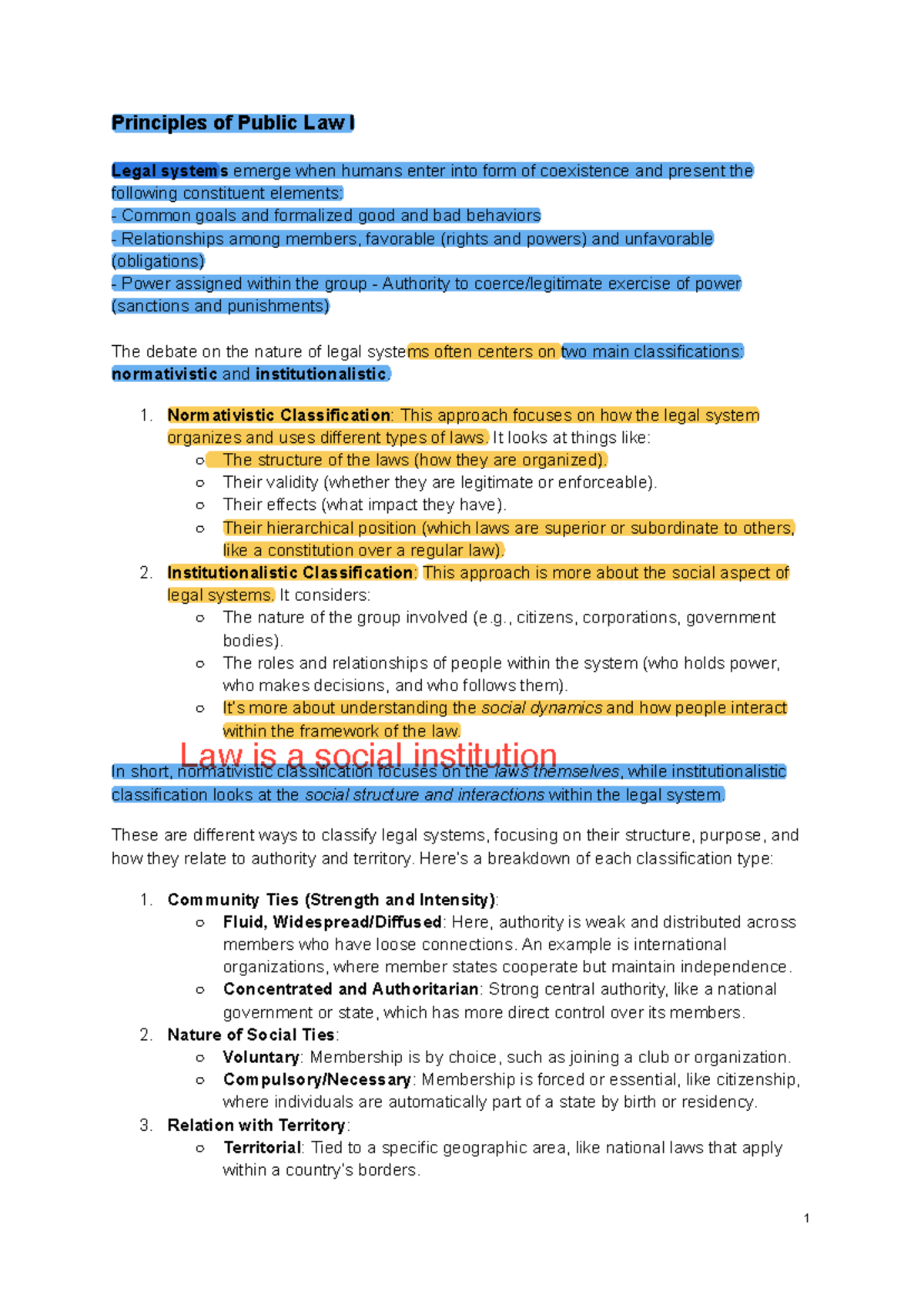 Principles of Public Law I: Classifications and Concepts Explained ...