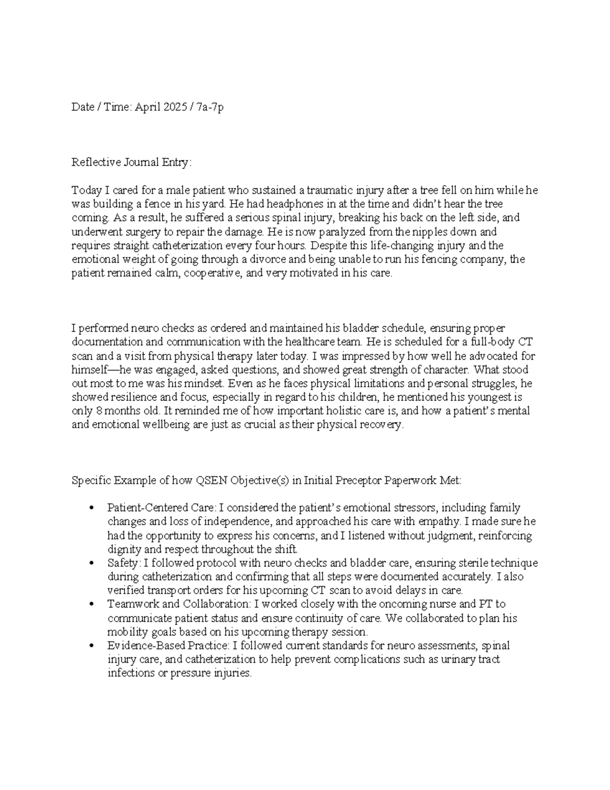 Patient C - Clinical Journal Entry: Stroke Care Reflection - Studocu