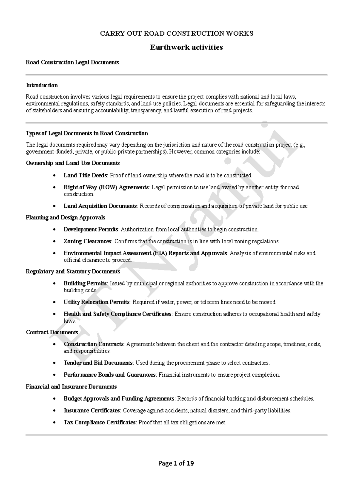 Road Construction (Course Code) - Earthwork Activities Overview - Studocu