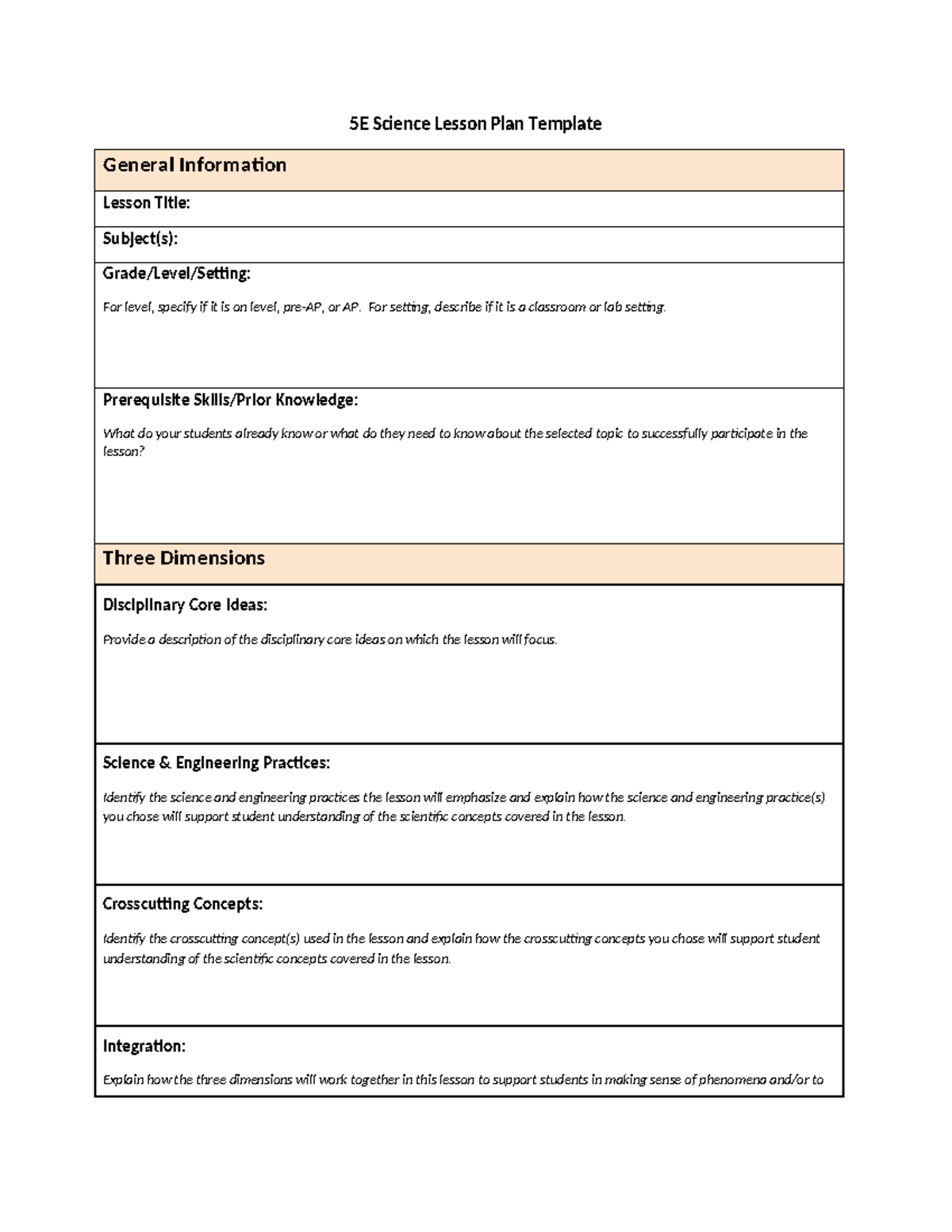 5E Science Lesson Plan Template - 5E Science Lesson Plan Template ...