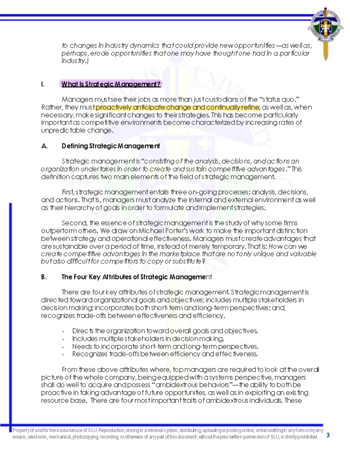 Strama Module 1: Understanding Strategic Management Principles - Studocu