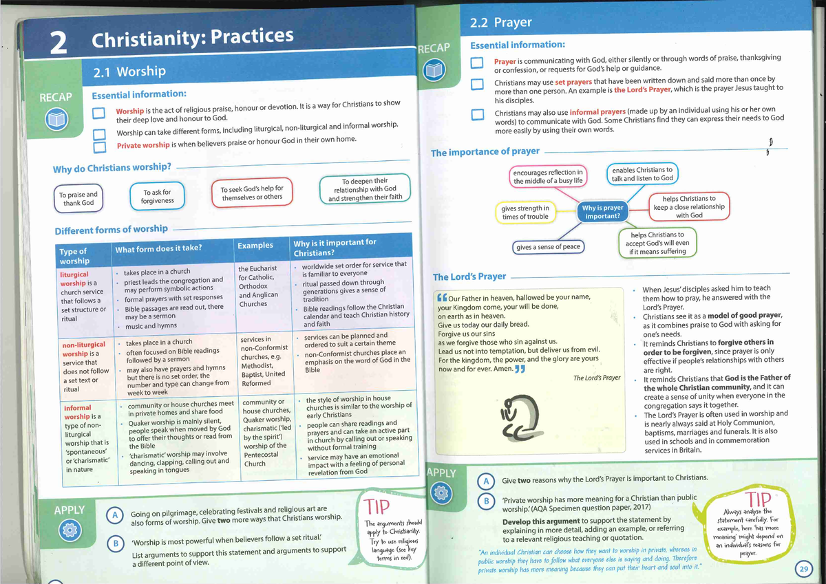 Christianity Practices: Prayer, Worship, and Sacraments Overview - Studocu