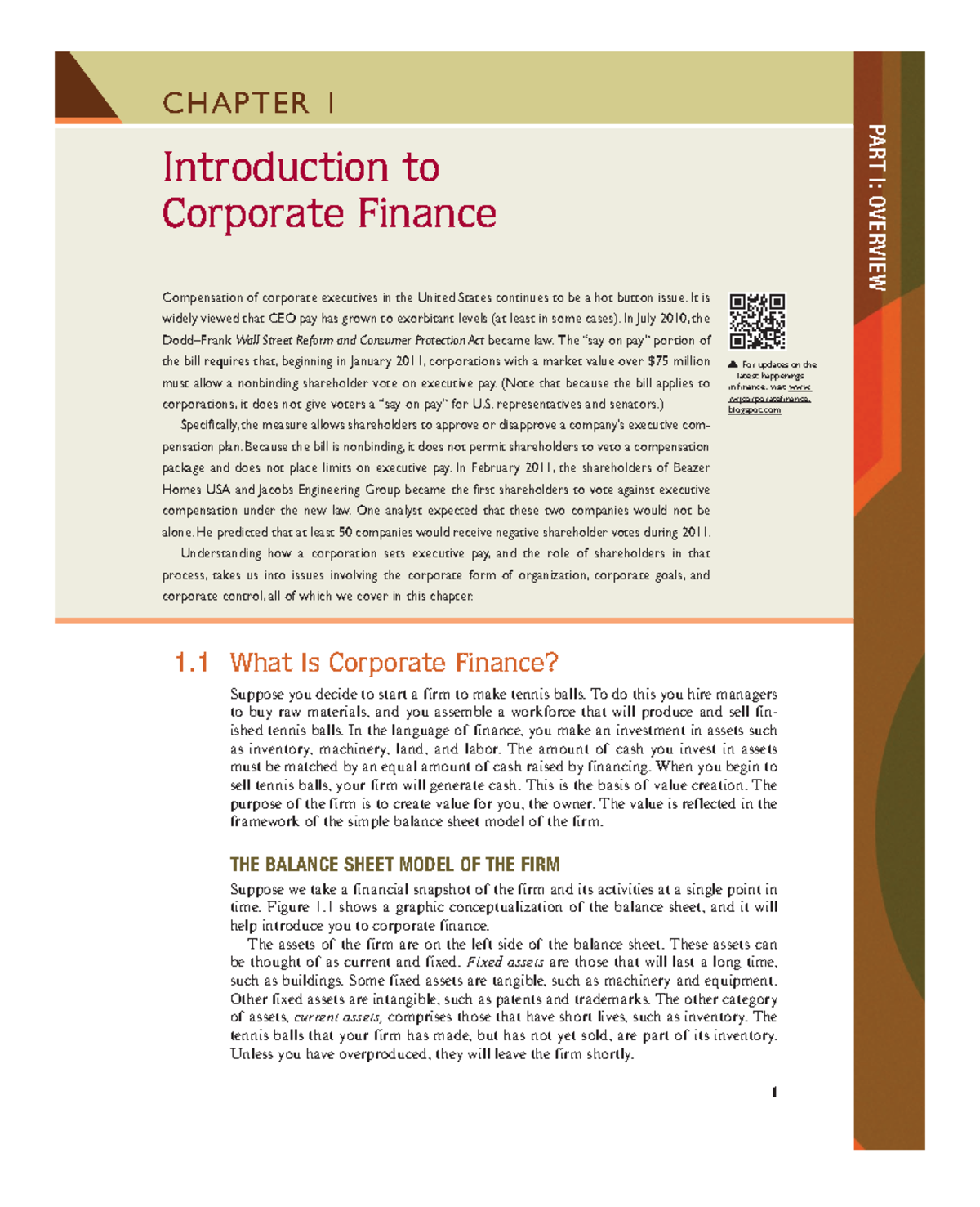 Chapter 1 & 2: Introduction to Corporate Finance Concepts and ...