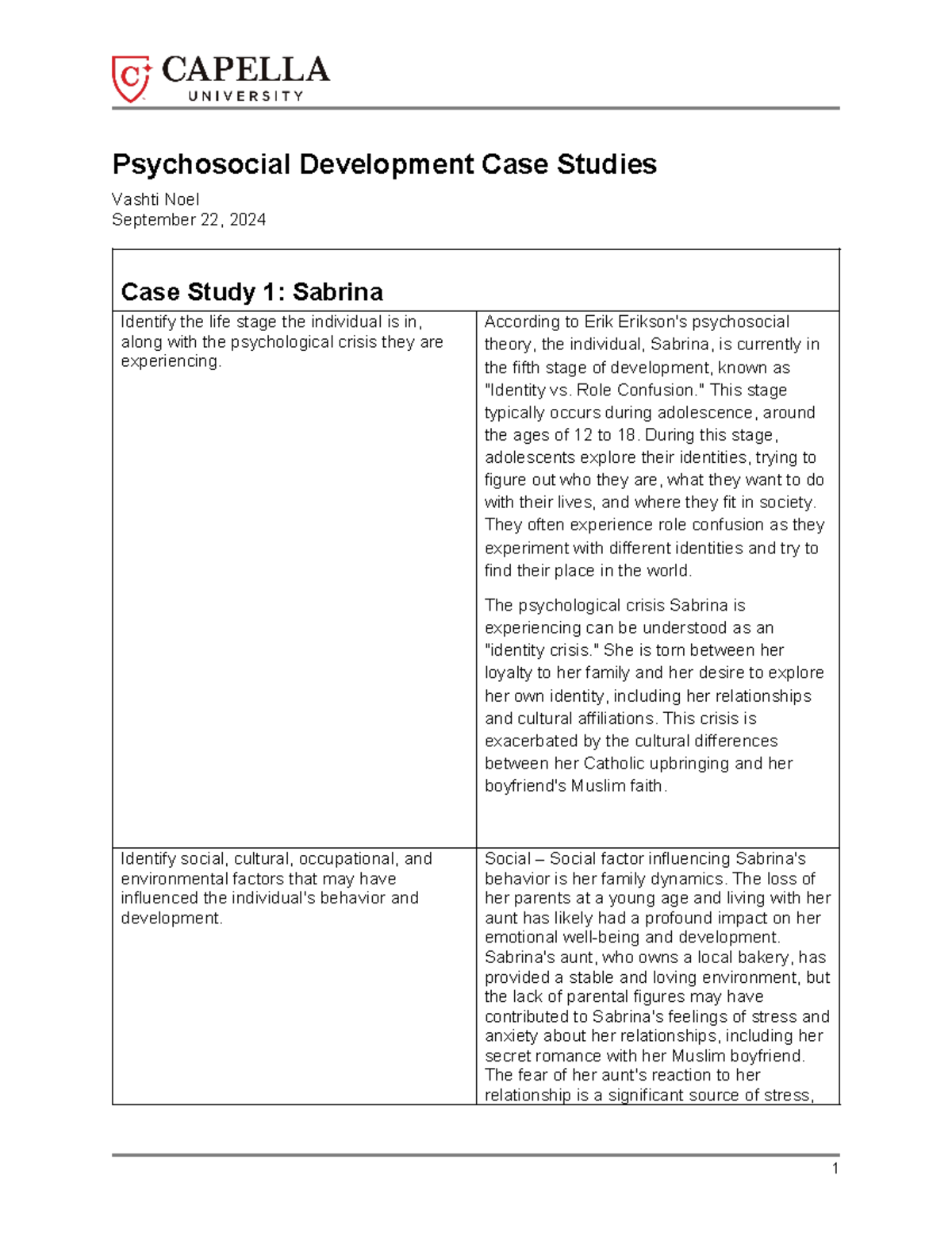 Week 7 Assignment: Psychosocial Development Case Studies (PSYC 201 ...