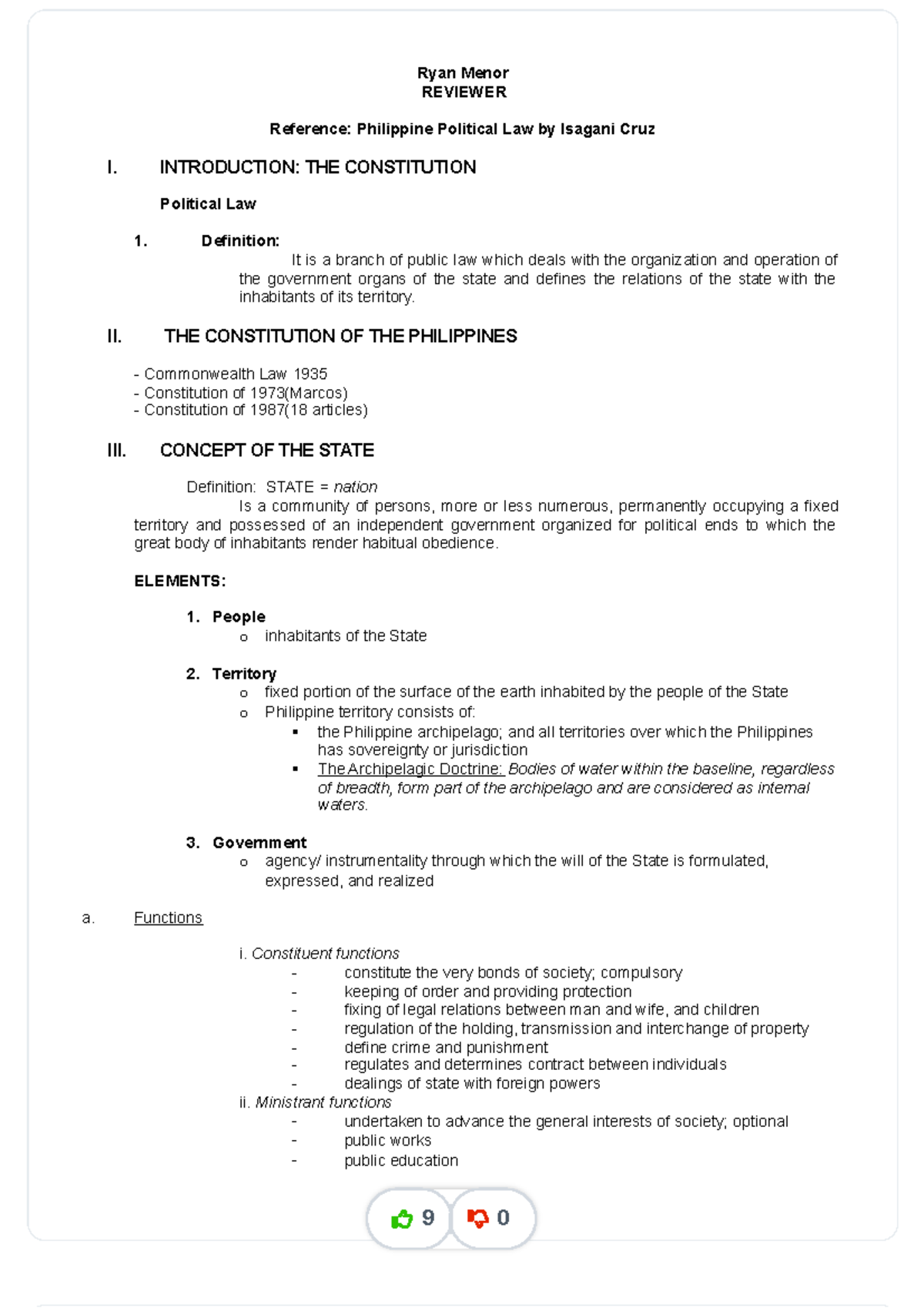 Philippine Political Law Reviewer: Key Concepts and Principles - Studocu