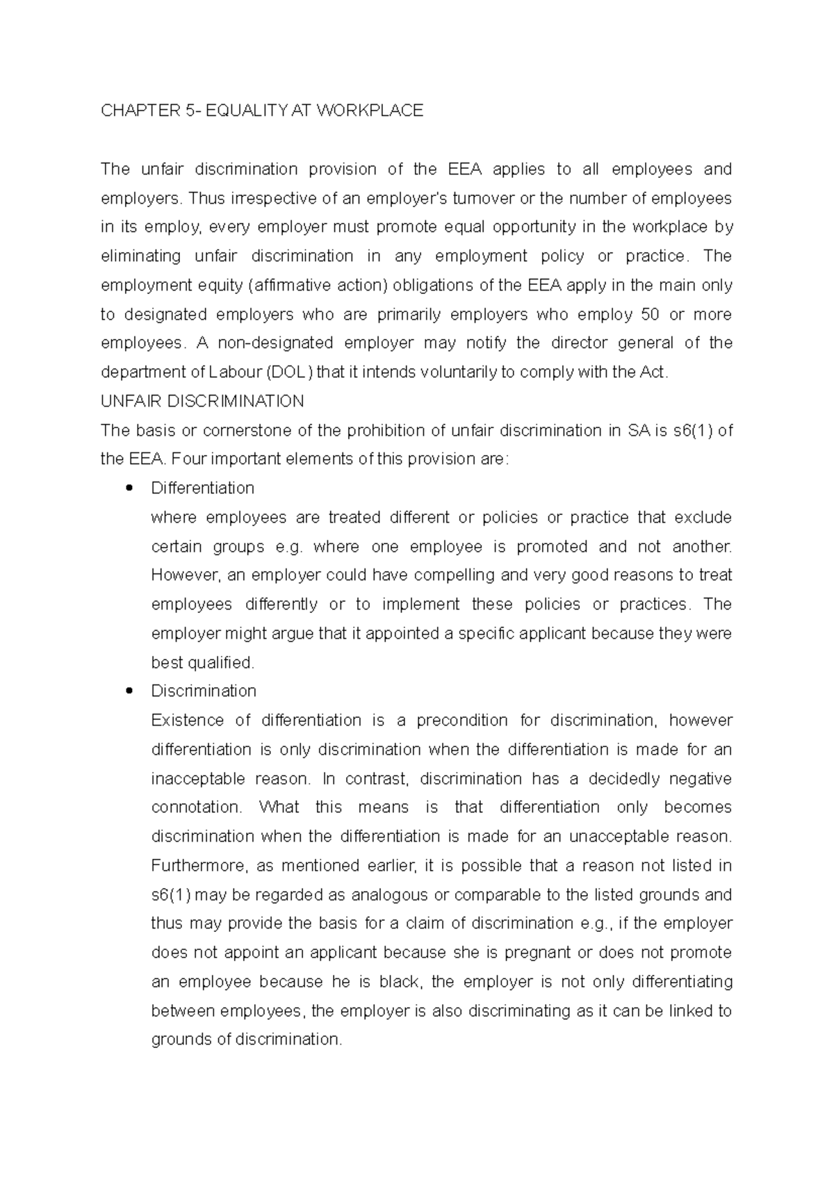 Chapter 5 - Lecture Notes on Unfair Discrimination in the Workplace ...