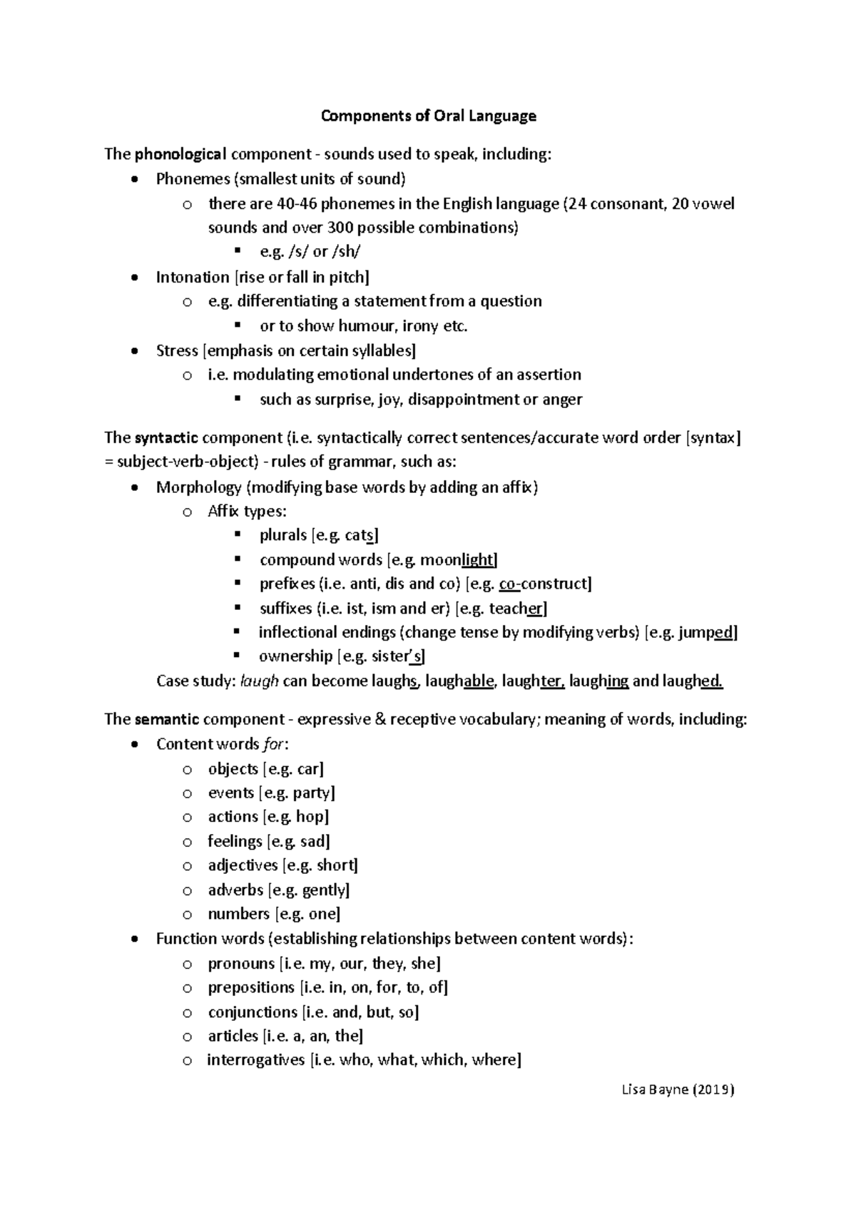 Components of Oral Language for Effective Communication - Fact Sheet ...