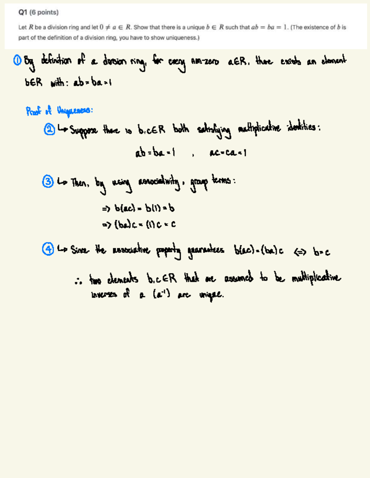 Assignment 3 Solutions: Uniqueness in Division Rings and Polynomial ...