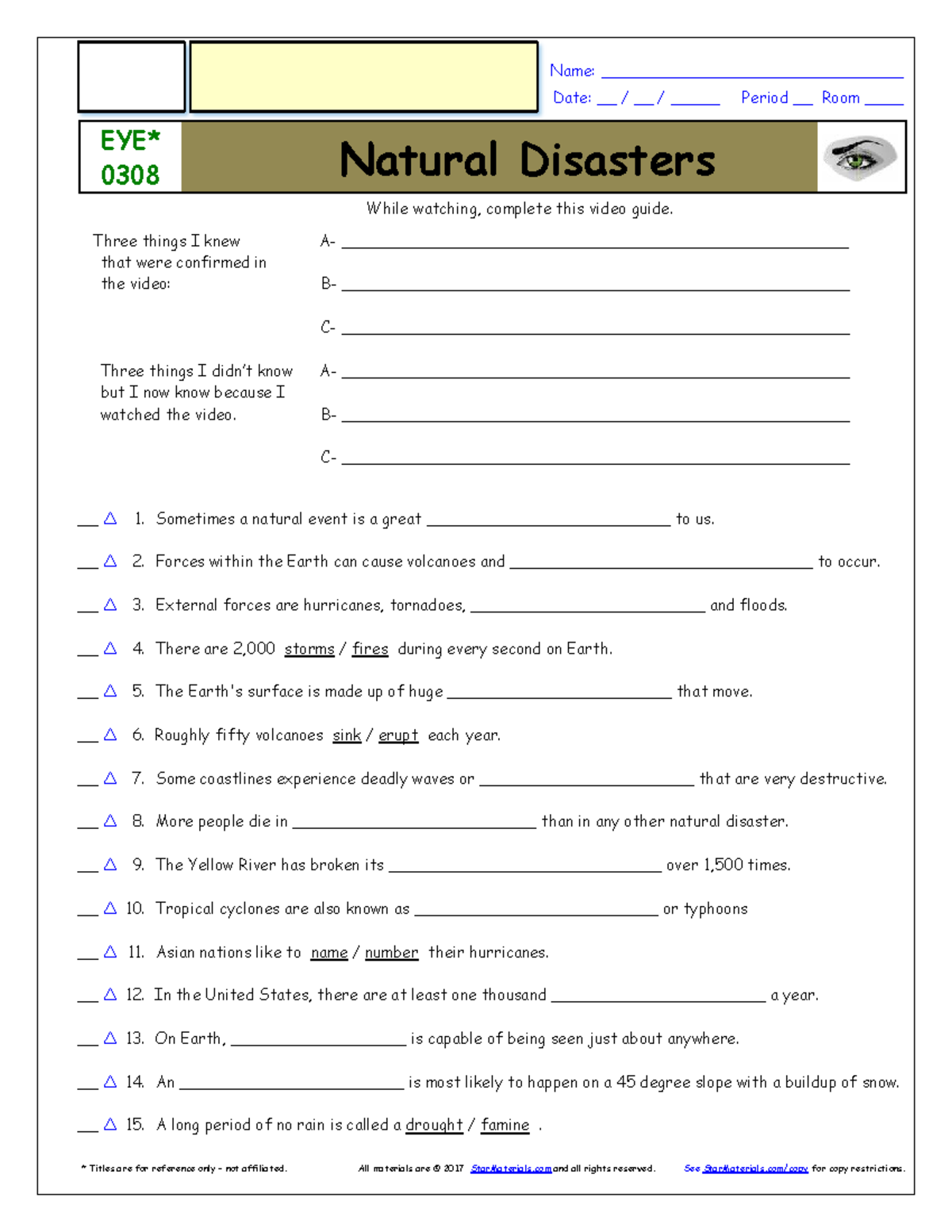 Student Eyewitness Guide: Natural Disasters 0308 - Studocu