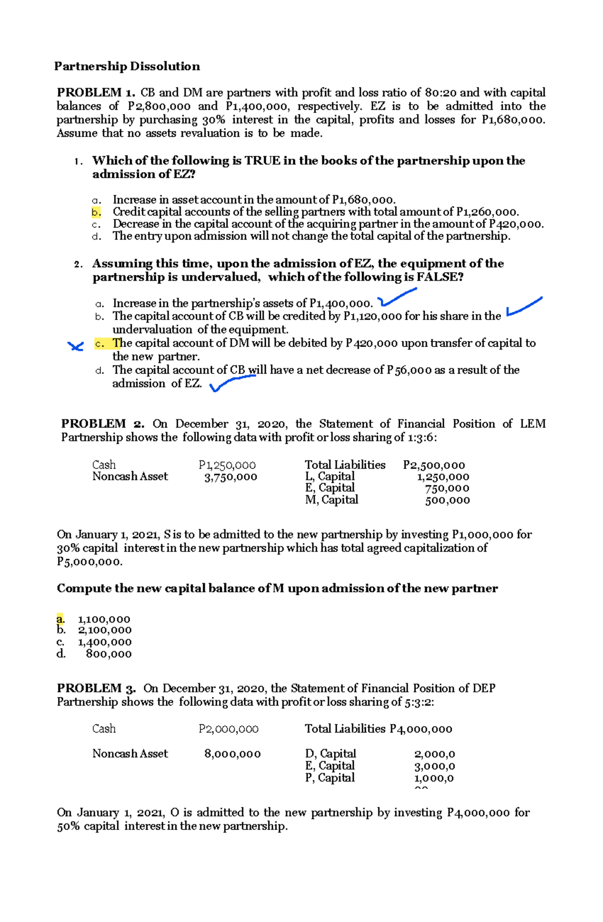 03 Partnership Dissolution: Admission and Capital Adjustments - Studocu