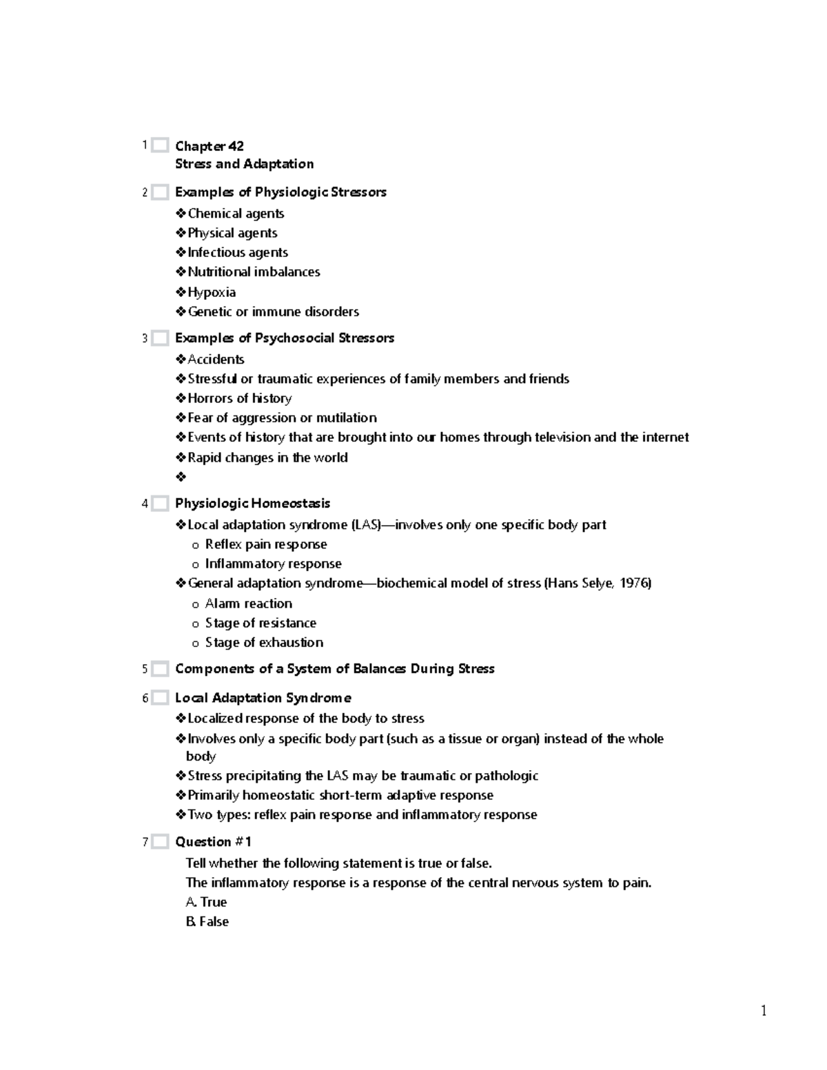 Chapter 42 - assisment - Chapter 42 Stress and Adaptation Examples of ...