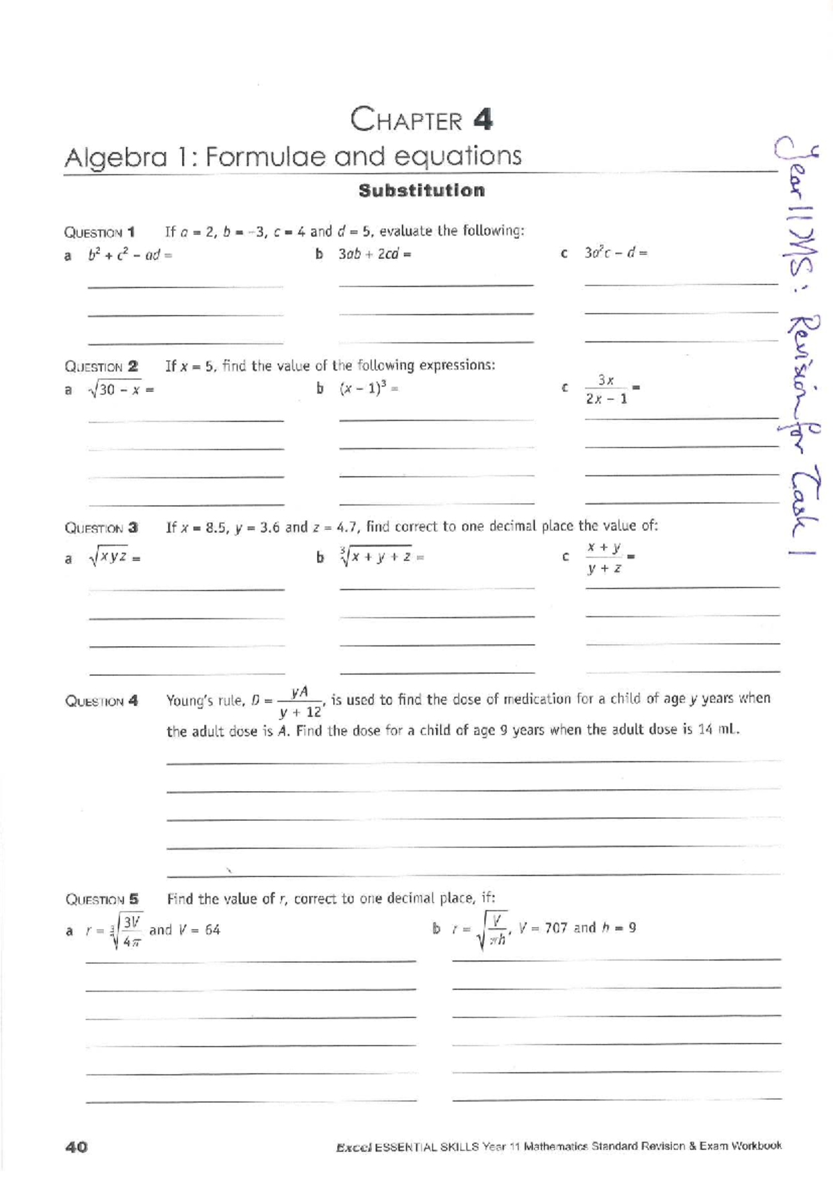 Excel 11MS: Algebra 1 - Formulae & Equations Revision Guide - Studocu