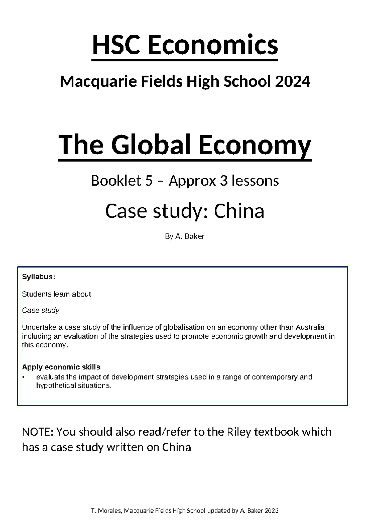 HSC Economics Case Study: China's Economic Growth & Globalization 2024 ...