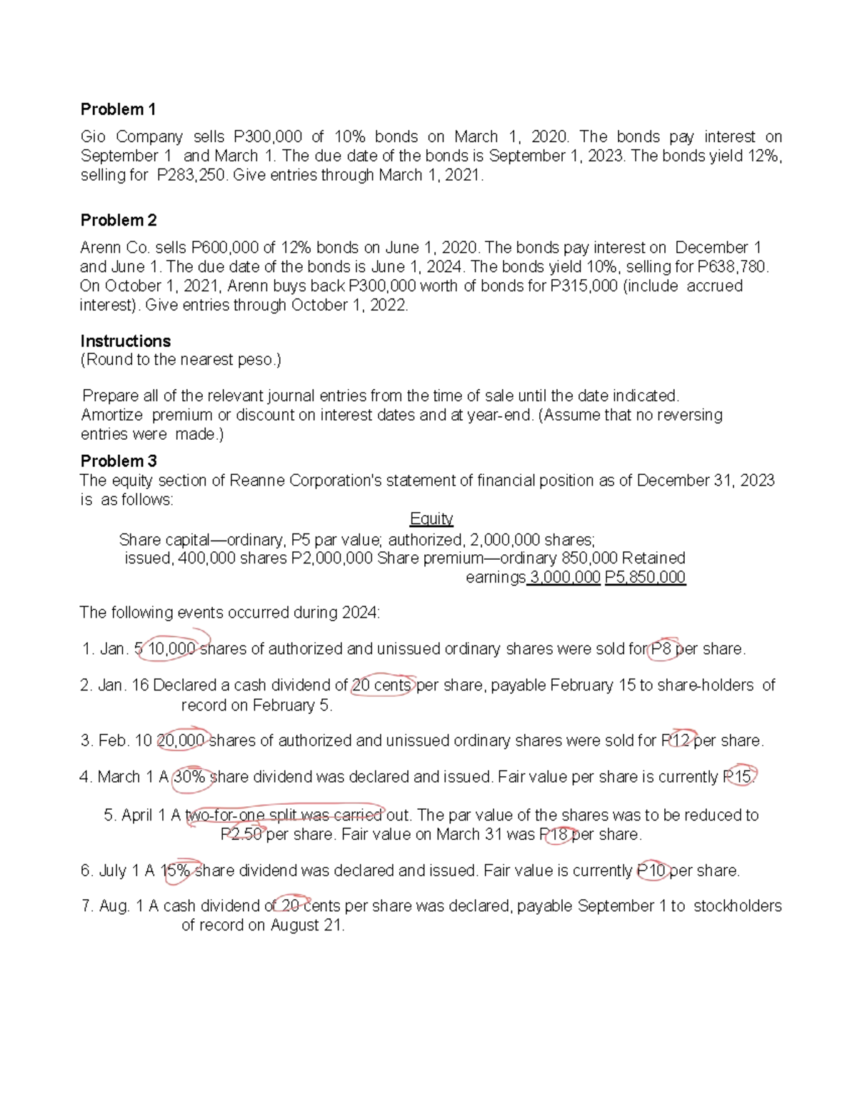 ACC313-314 Assignment: Journal Entries for Bonds & Equity Events - Studocu