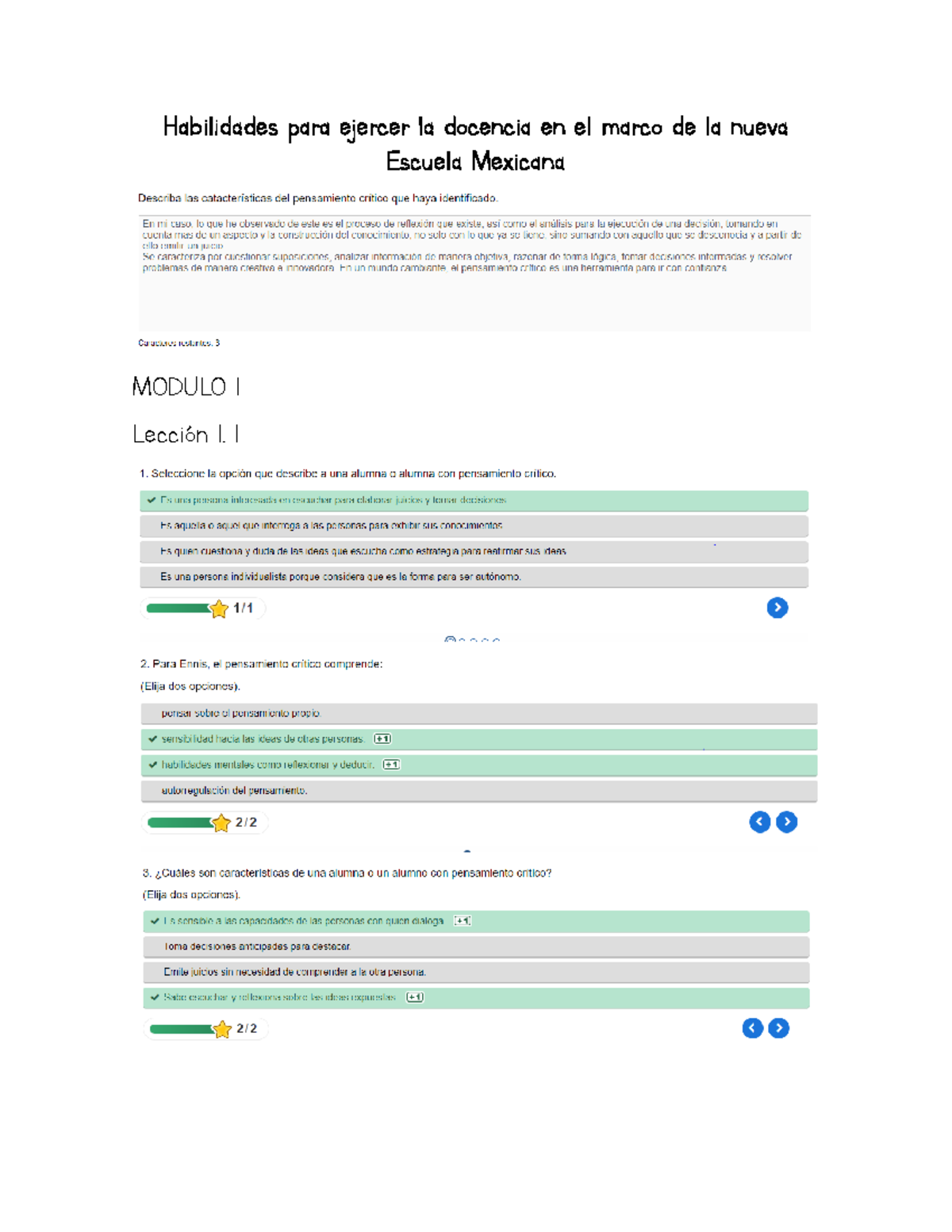 Respuestas Habilidades para ejercer la docencia en el marco de la nueva ...