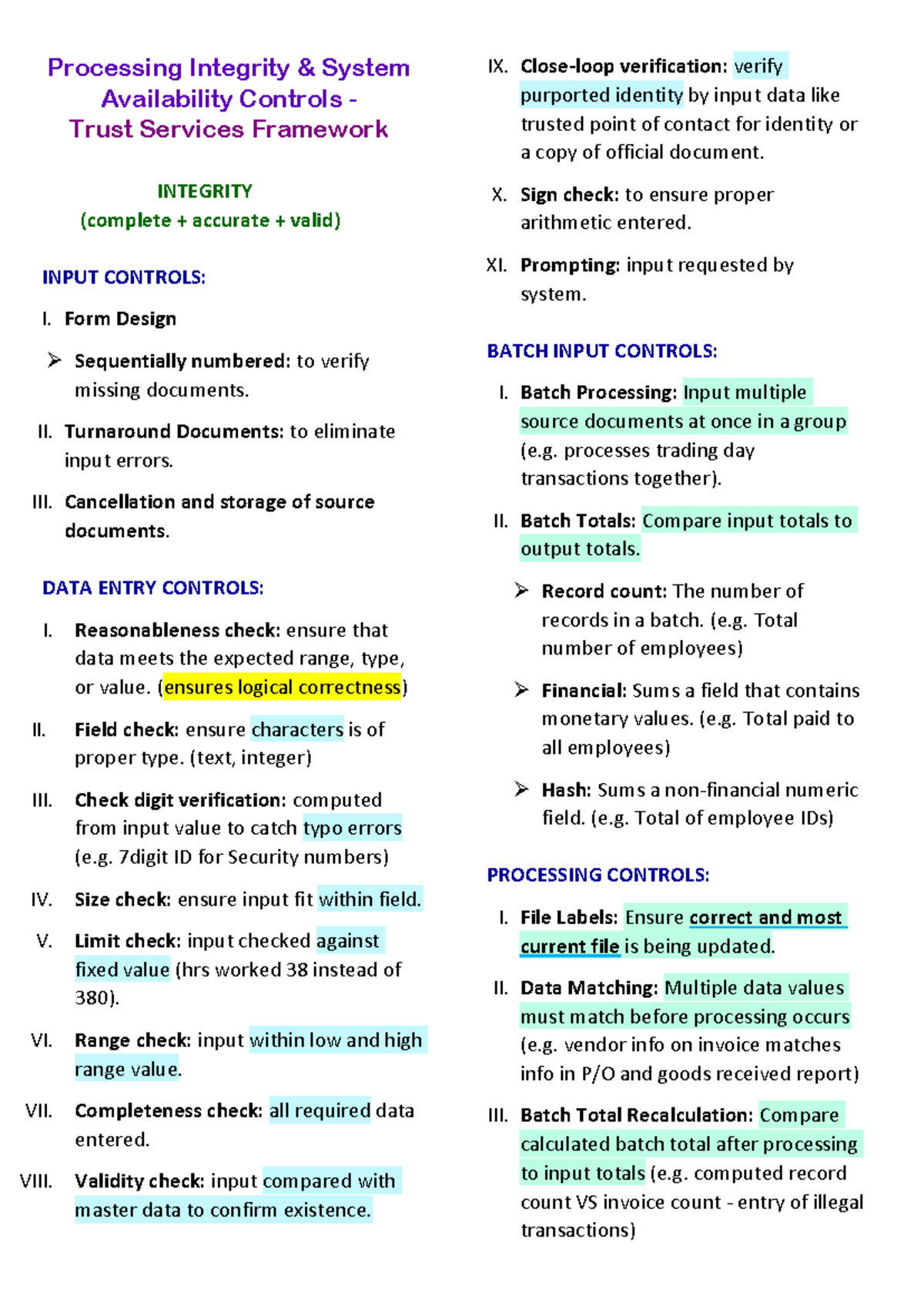 9. Processing Integrity & System Availability Controls - Form Design ...