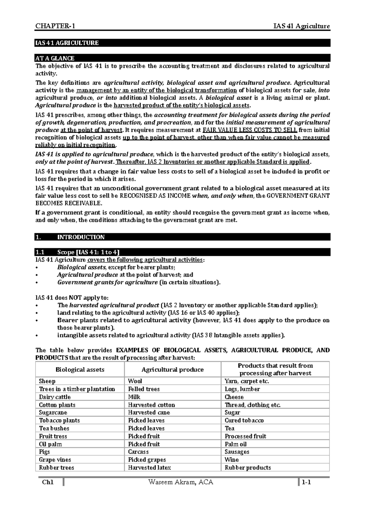 Ch-9 IAS 41 Agriculture: Key Concepts and Accounting Treatment - Studocu