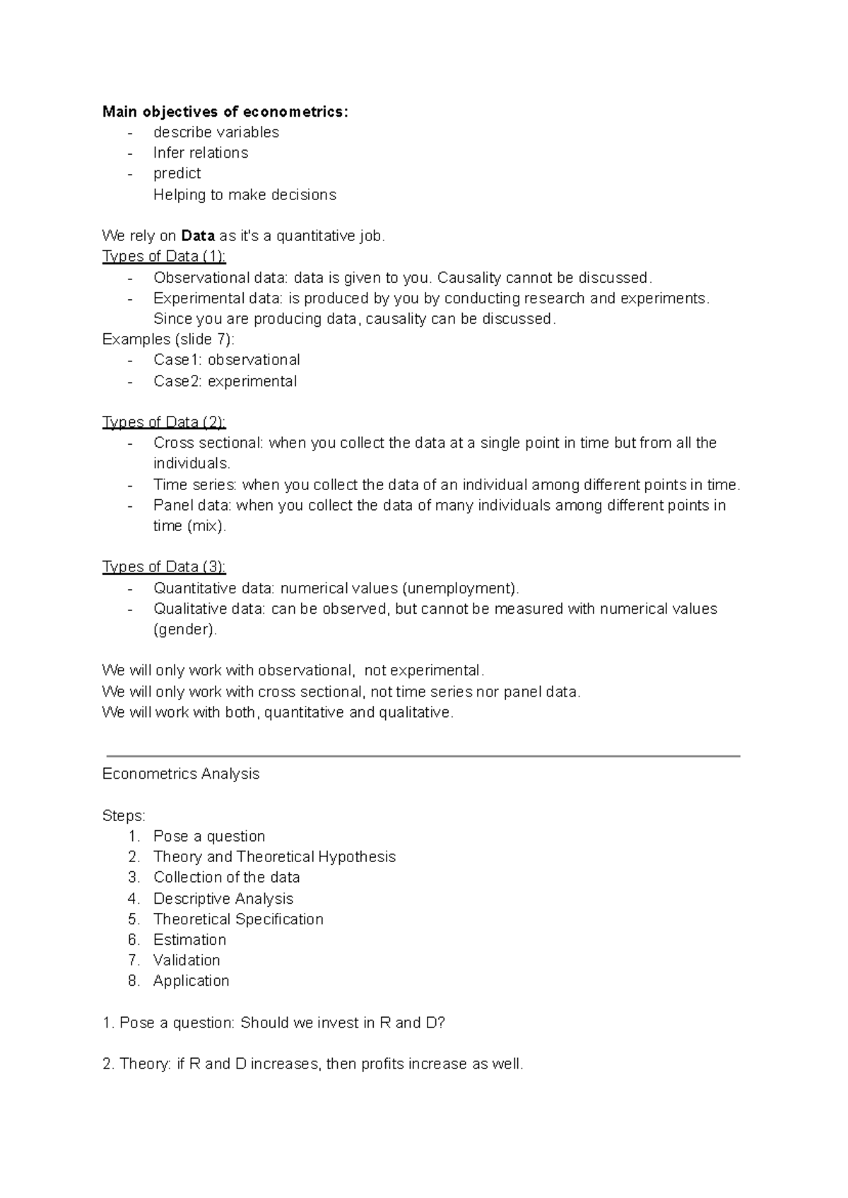 Econometrics Data Analysis: Key Concepts for Economics Midterm - Studocu
