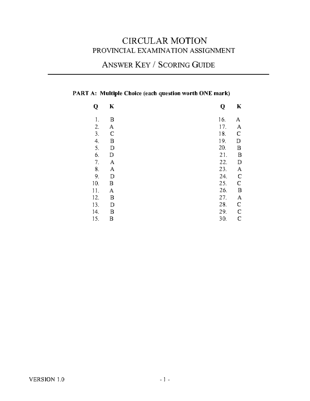Circular motion review - answers - ####### VERSION 1 .0 - 1 - CIRCULAR ...