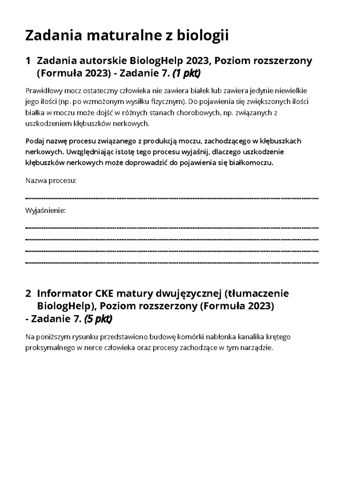 Wydalniczy biologhelp - Zadania maturalne z biologii Prawidłowy mocz