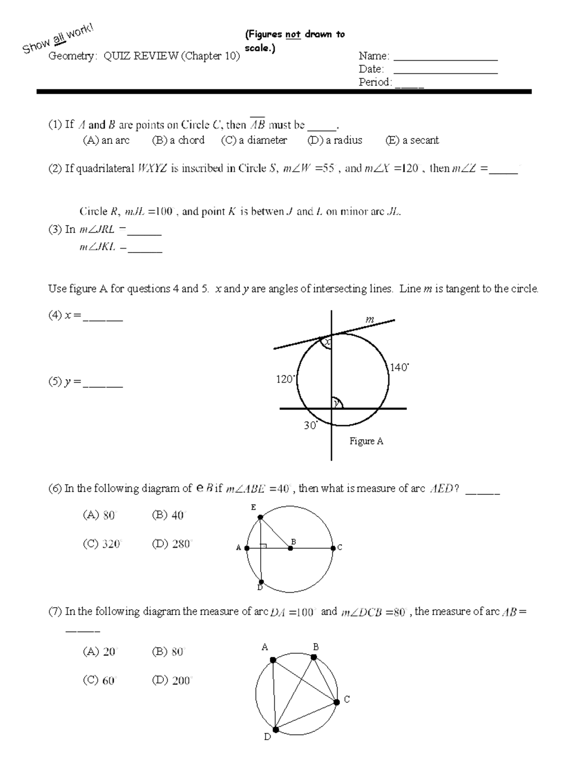 Geometry: Chapter 10 Quiz Review (Final Exam) - Studocu