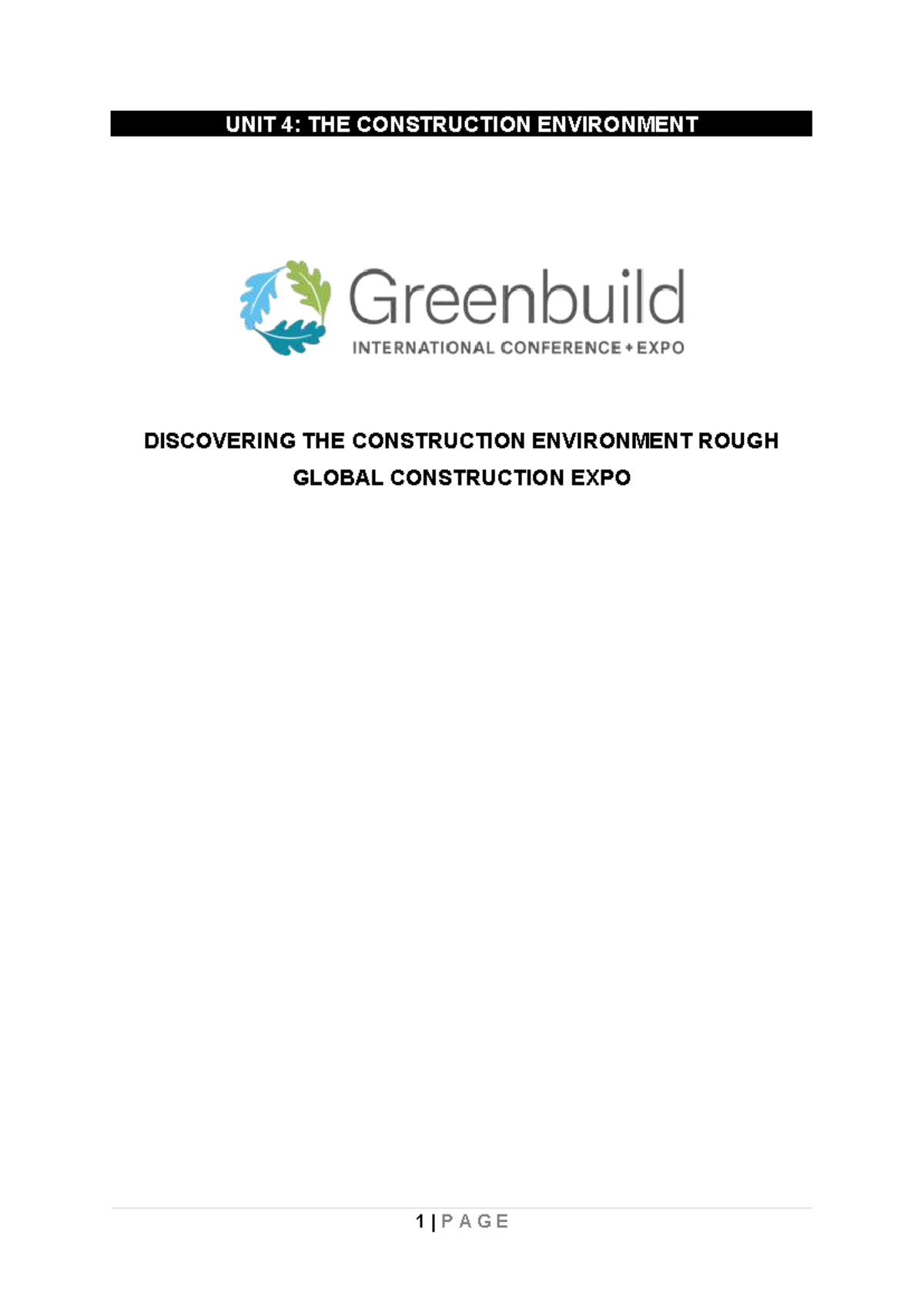 UNIT 4: Exploring the Global Construction Environment and ...