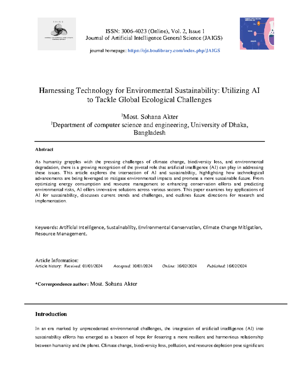 Harnessing AI for Environmental Sustainability: A Comprehensive Review ...