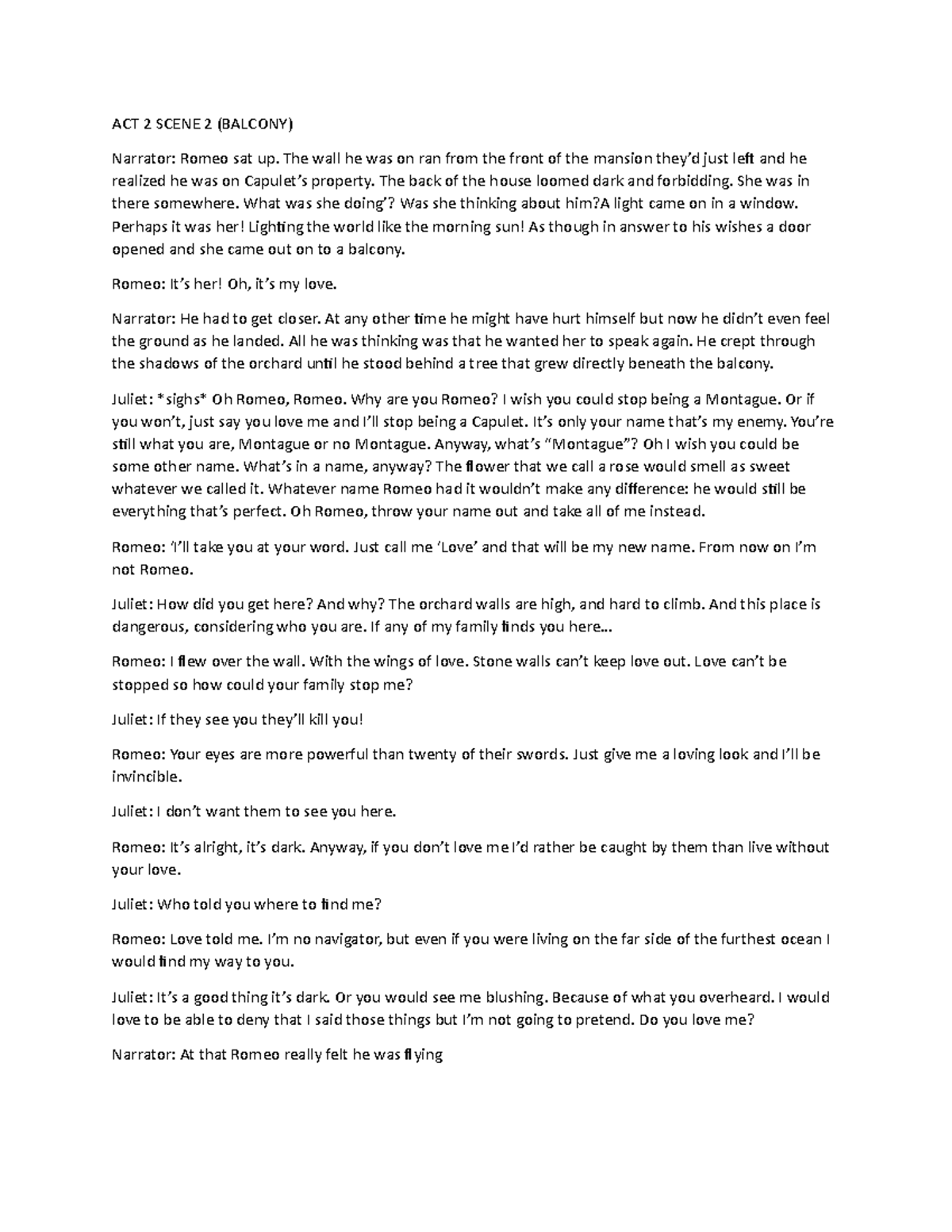 ACT 2 Scene 2 Analysis - Romeo and Juliet by Merlita Gomez - Studocu