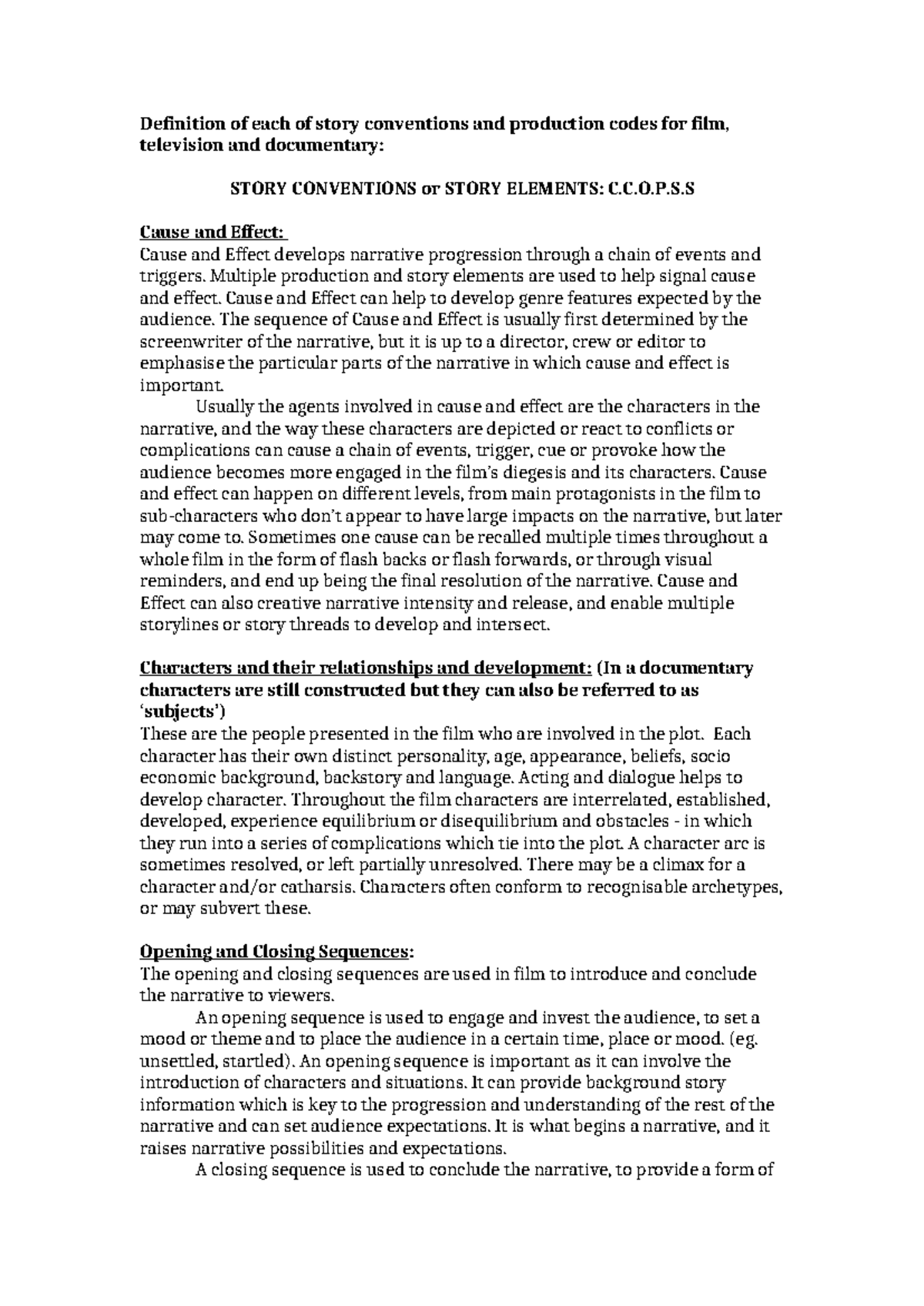 Definitions of Codes and Elements for Audio Visual Texts: C.C.O.P.S.S ...