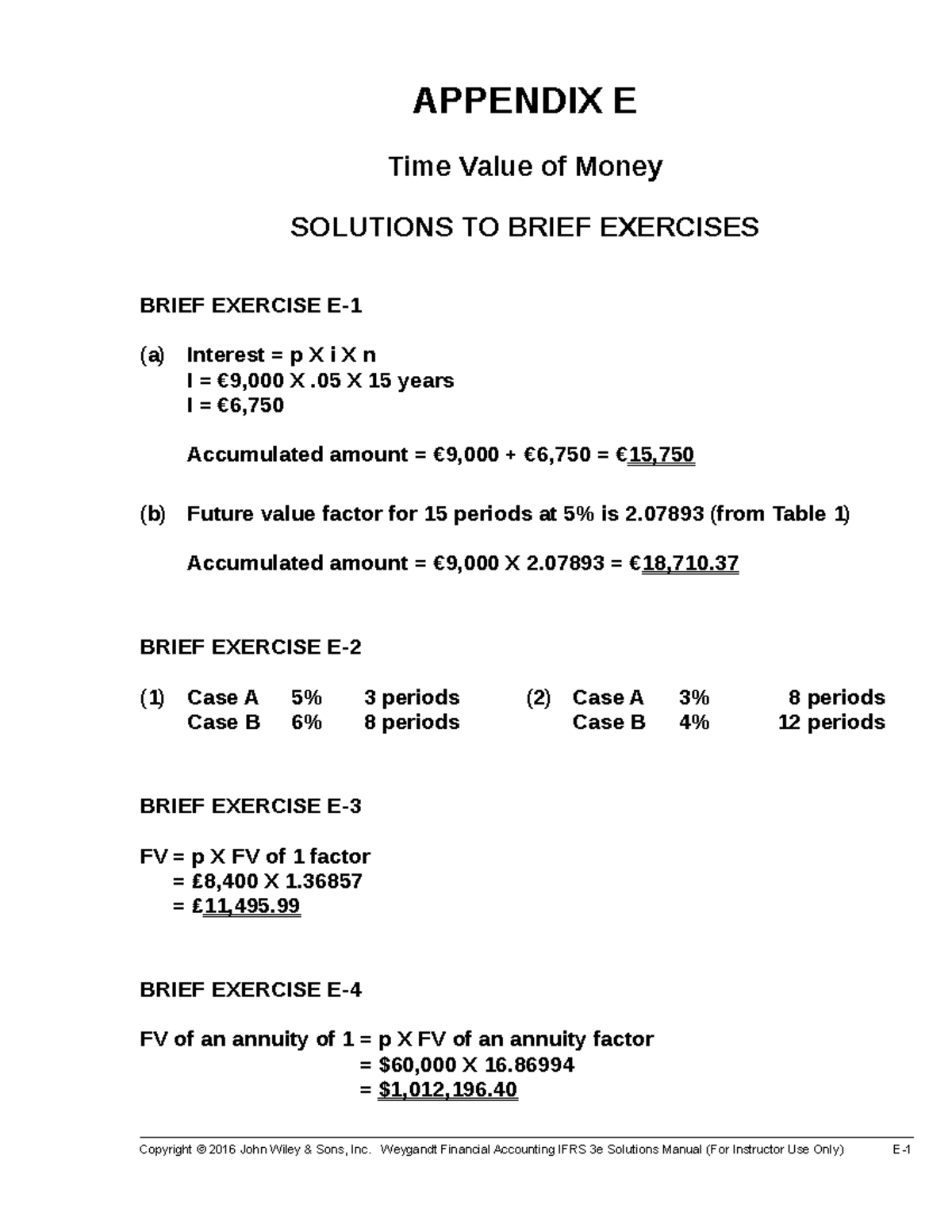 Financial Accounting Exercise Answers: Appendix E Solutions - Studocu