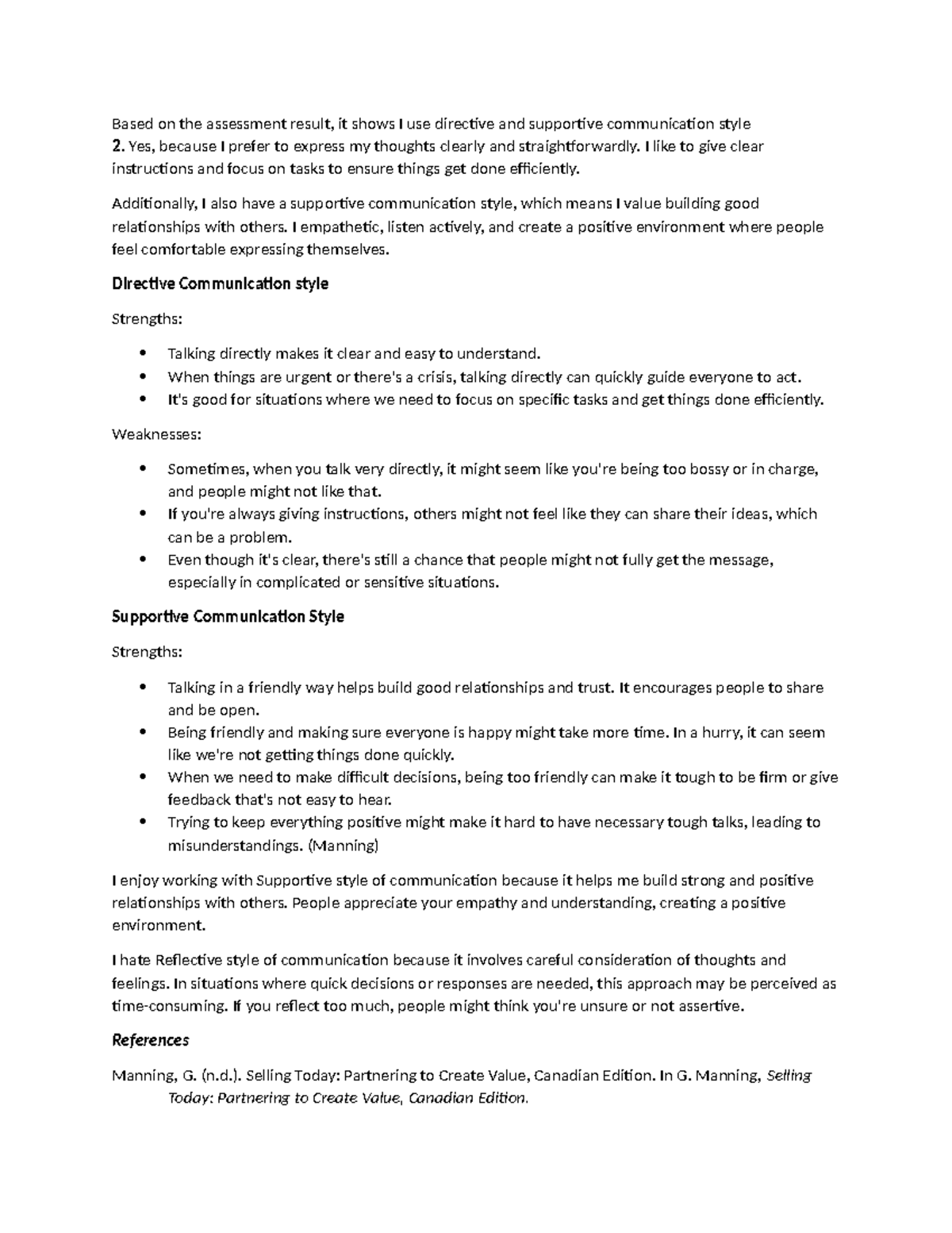 Activity 2 - Personal Communication Style Analysis and Reflection - Studocu