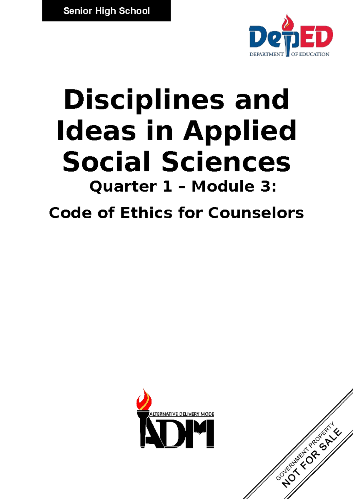 Grade 12 ADM Module 3: Code of Ethics for Counselors - Studocu