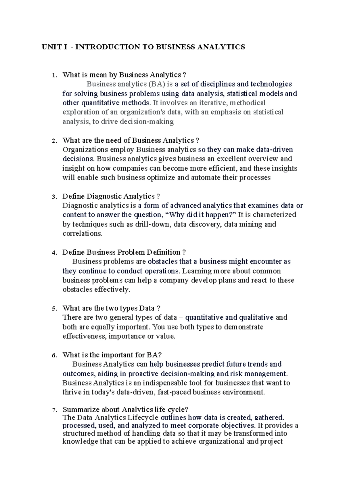 BA Unit 2: Business Forecasting & Predictive Analytics Overview - Studocu