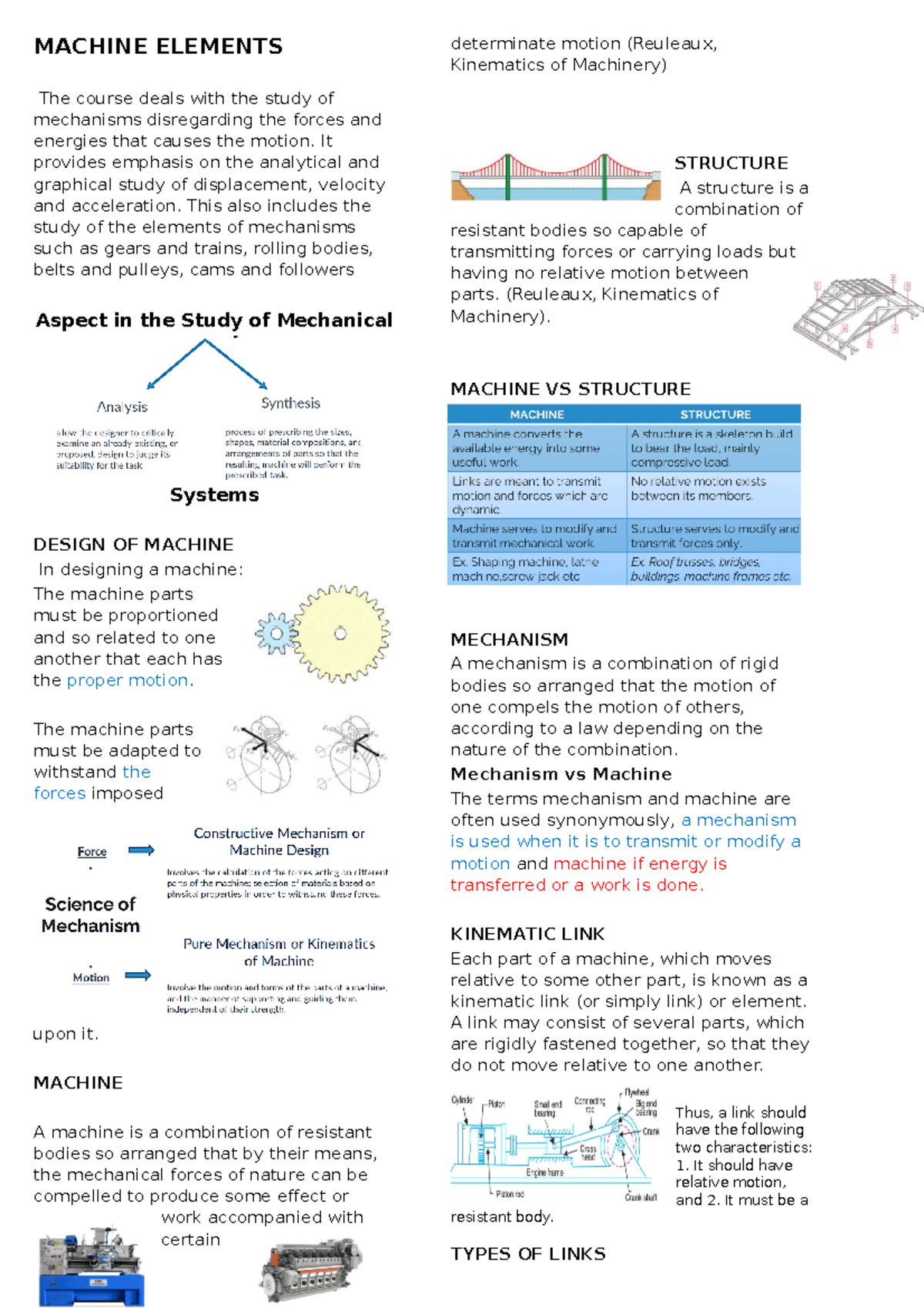 Lectureee (Auto Recovered) - MACHINE ELEMENTS The course deals with the ...