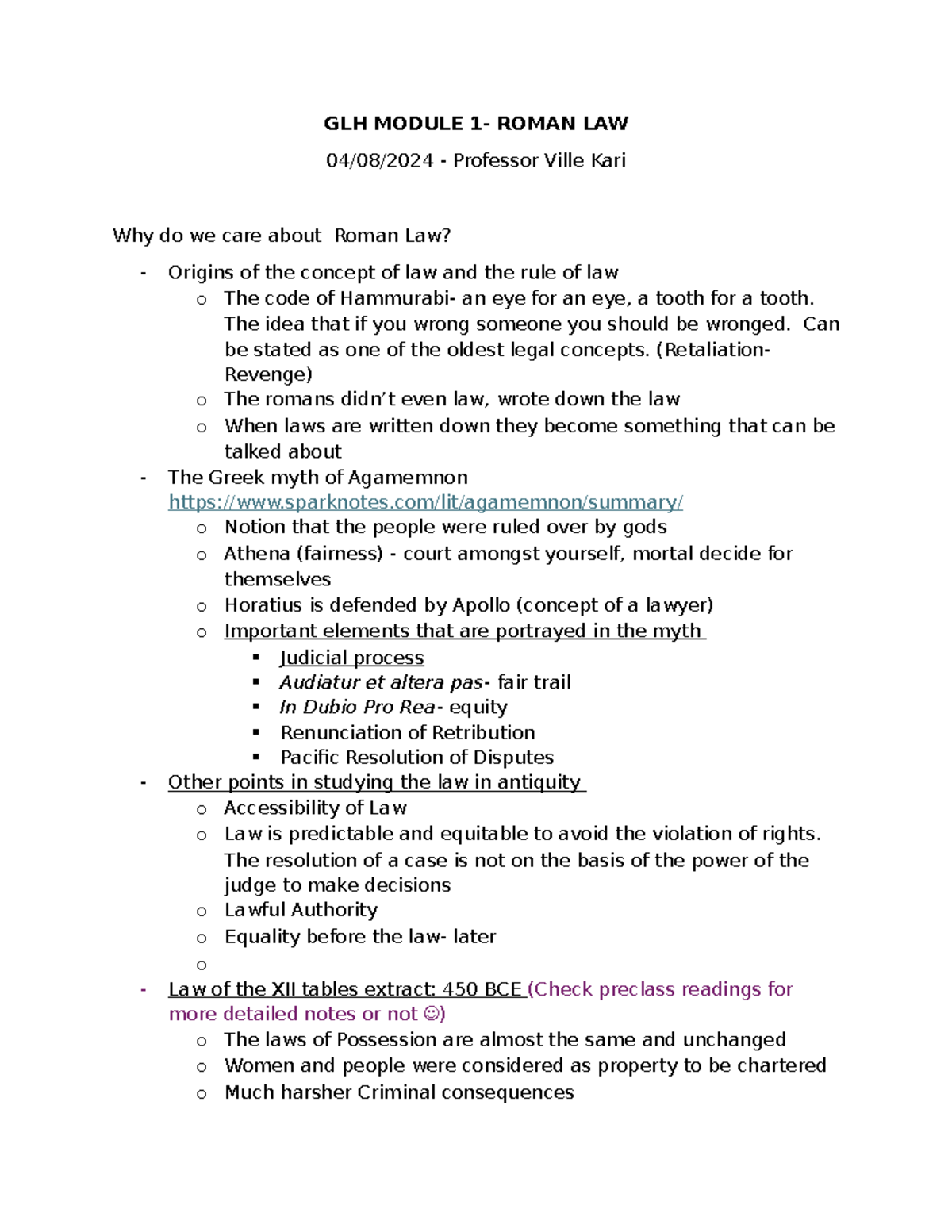 GLH Module 1 Tutorial: Understanding Roman Law and Its Origins ...