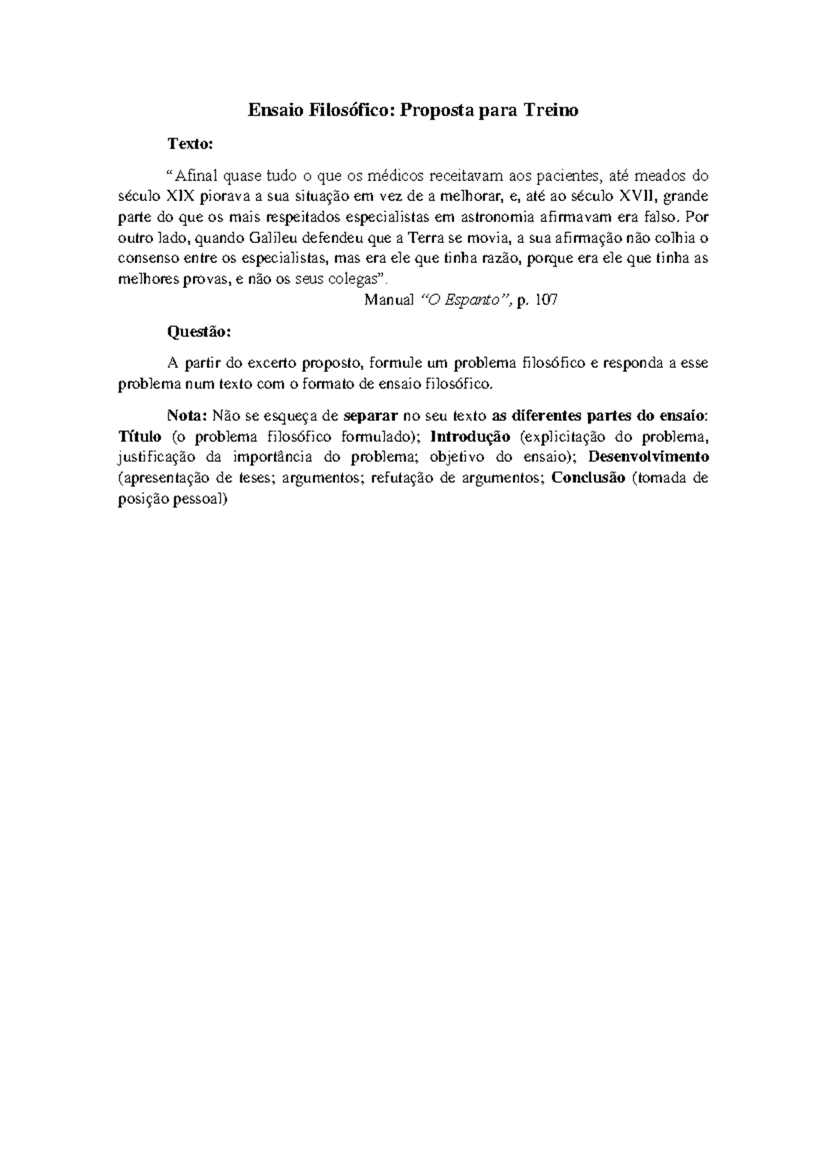 E. Filos, Propost Treino Arg Autorid - Ensaio Filosófico: Proposta para ...