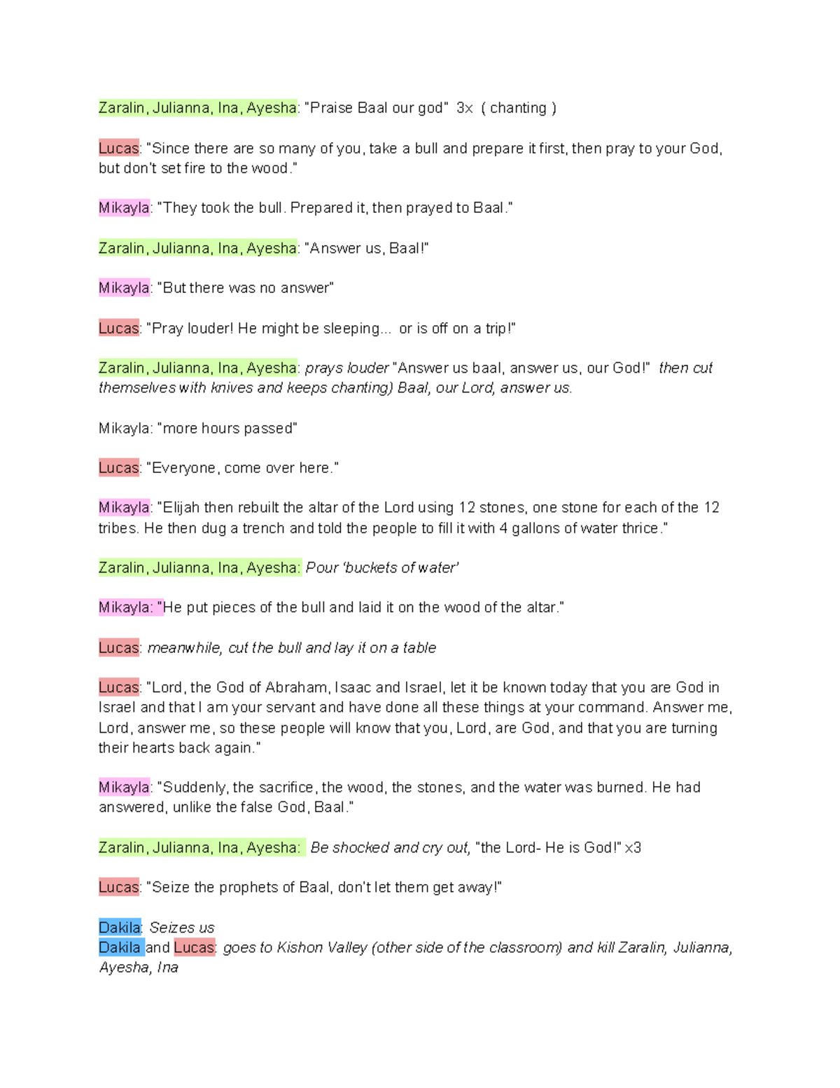 Cle roleplay script - none - Zaralin, Julianna, Ina, Ayesha: “Praise ...