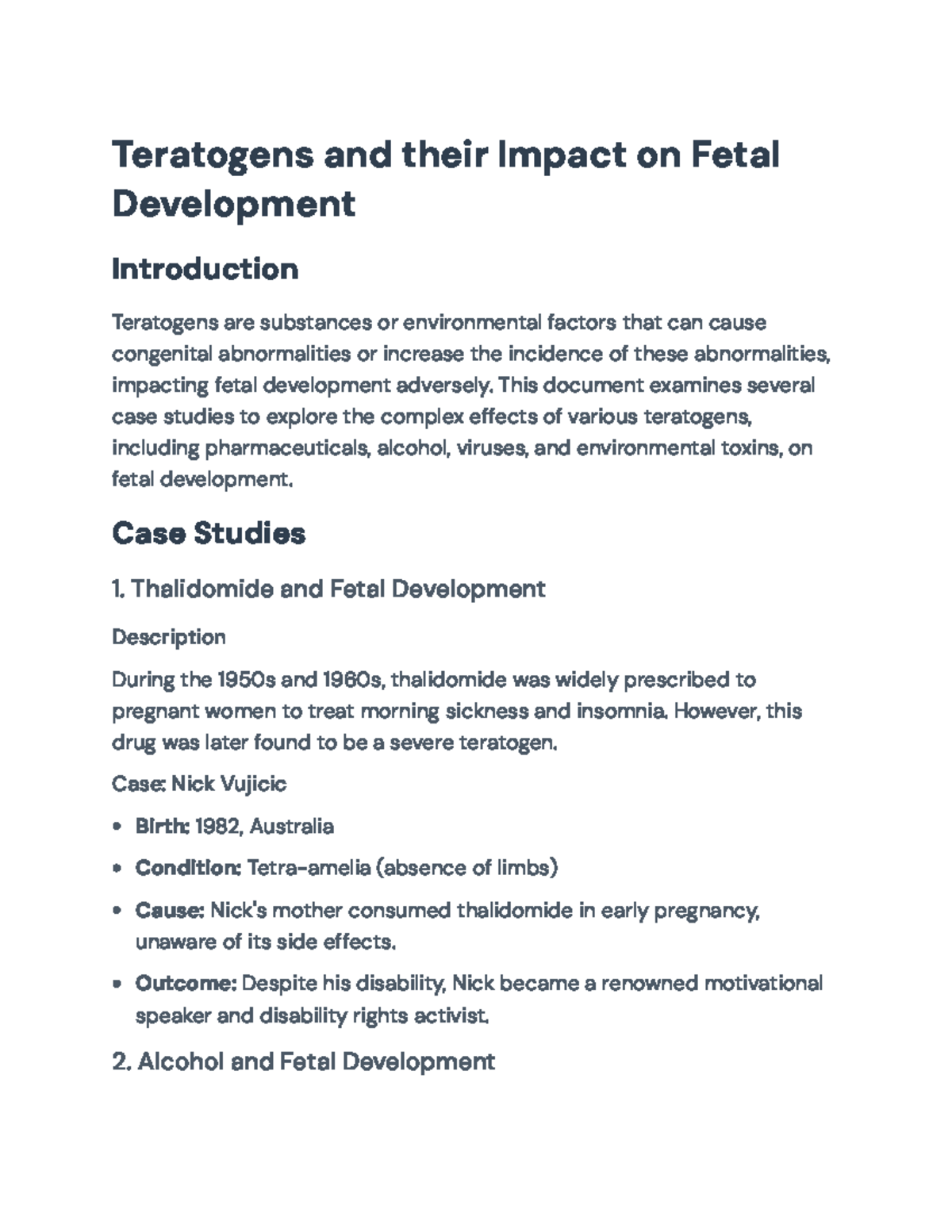 Impact of Teratogens on Fetal Development: Case Studies (BIOL 310 ...