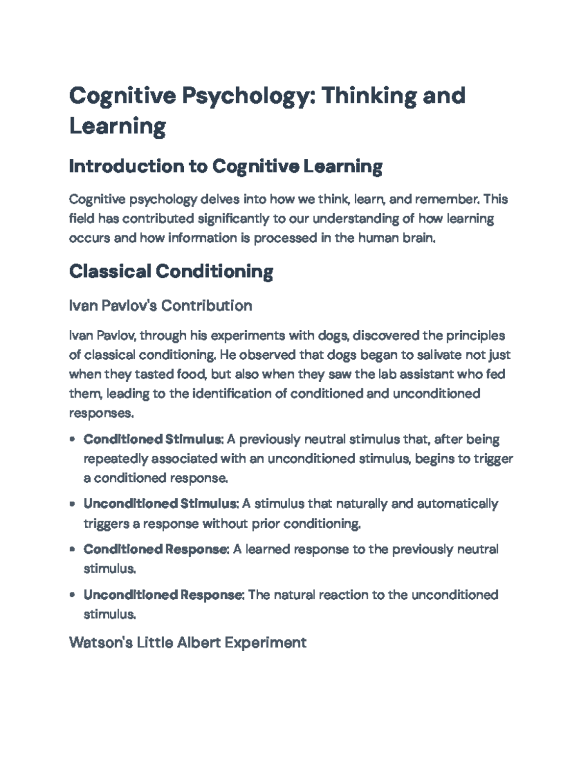 Cognitive Psychology: Key Theories on Learning and Memory Processes ...