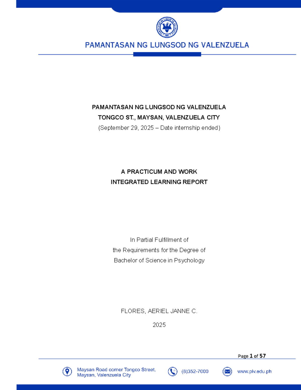 Practicum Report: Educational Setting Assessment for PSYCH 2025 - Studocu