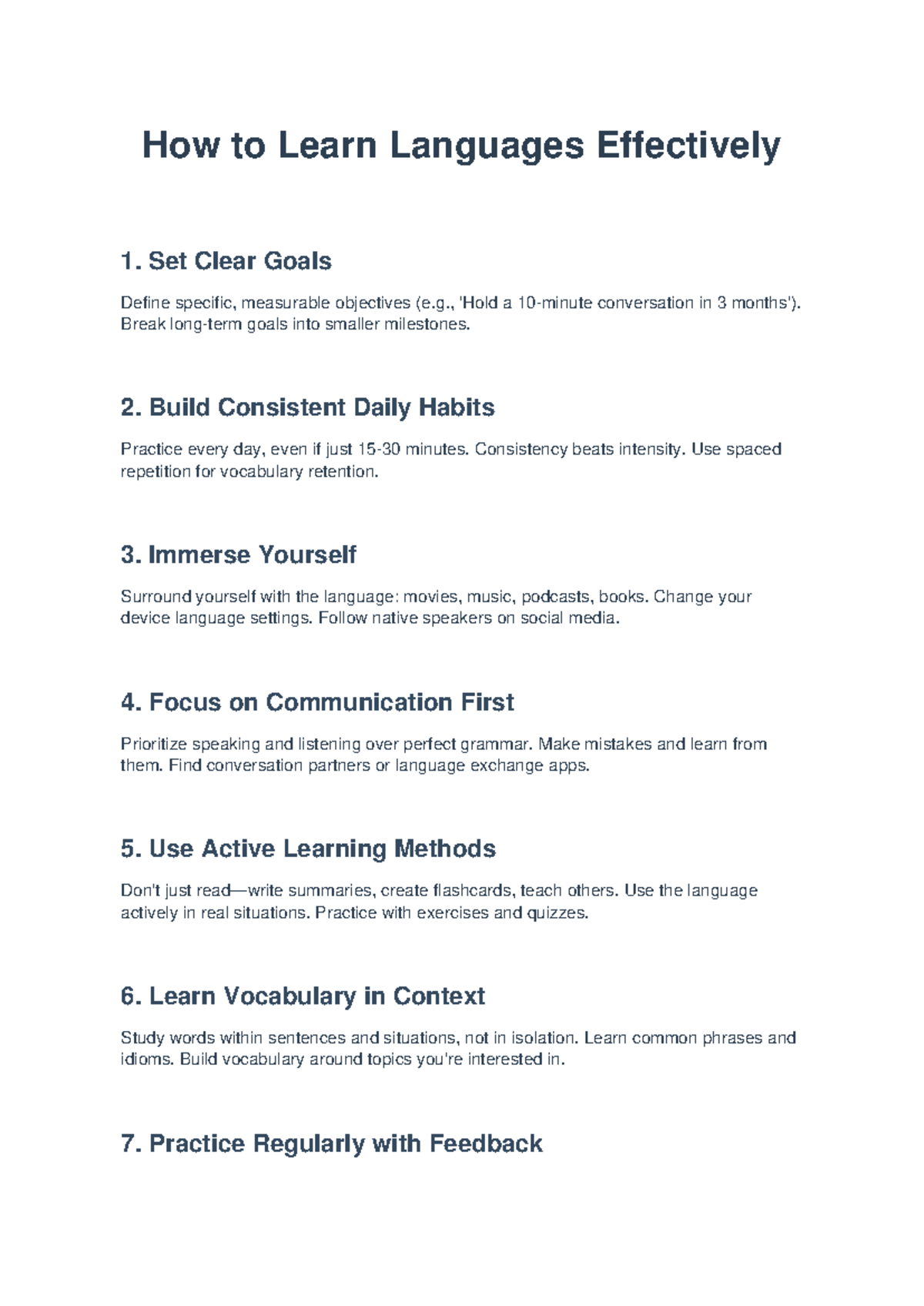 Effective Language Learning Strategies: A Comprehensive Guide - Studocu