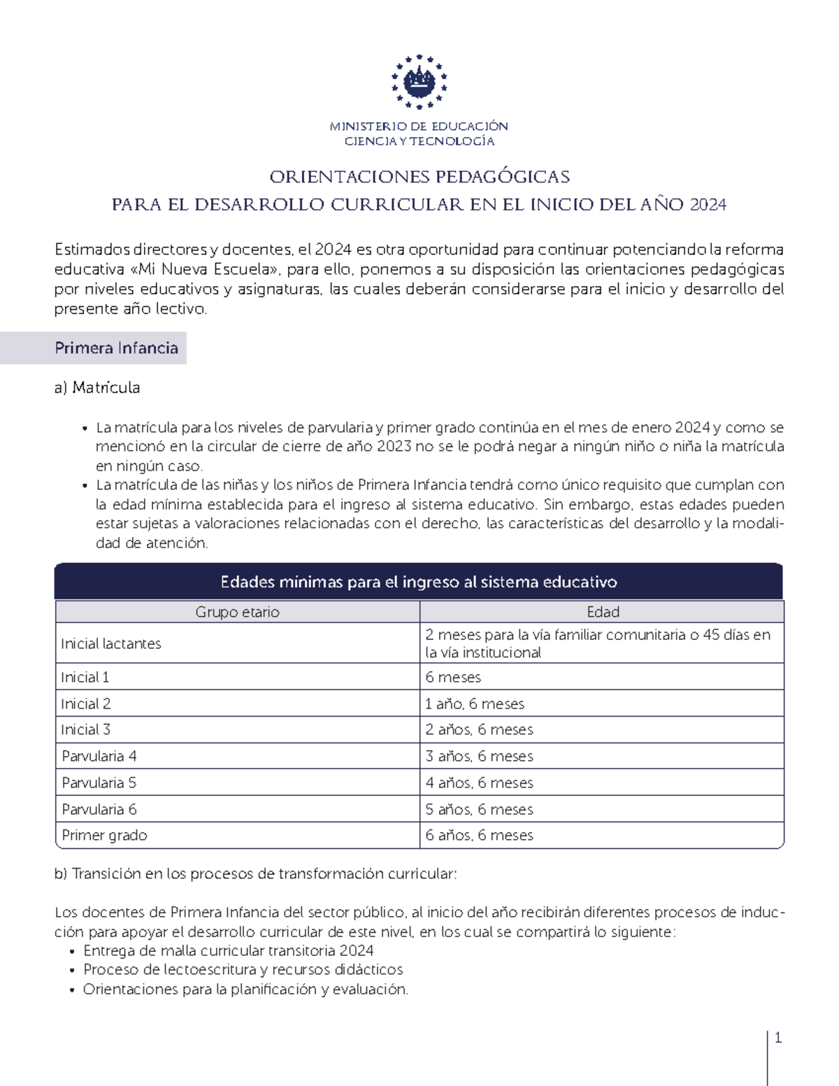 Orientaciones Pedagógicas 2024 para el Desarrollo Curricular - Studocu