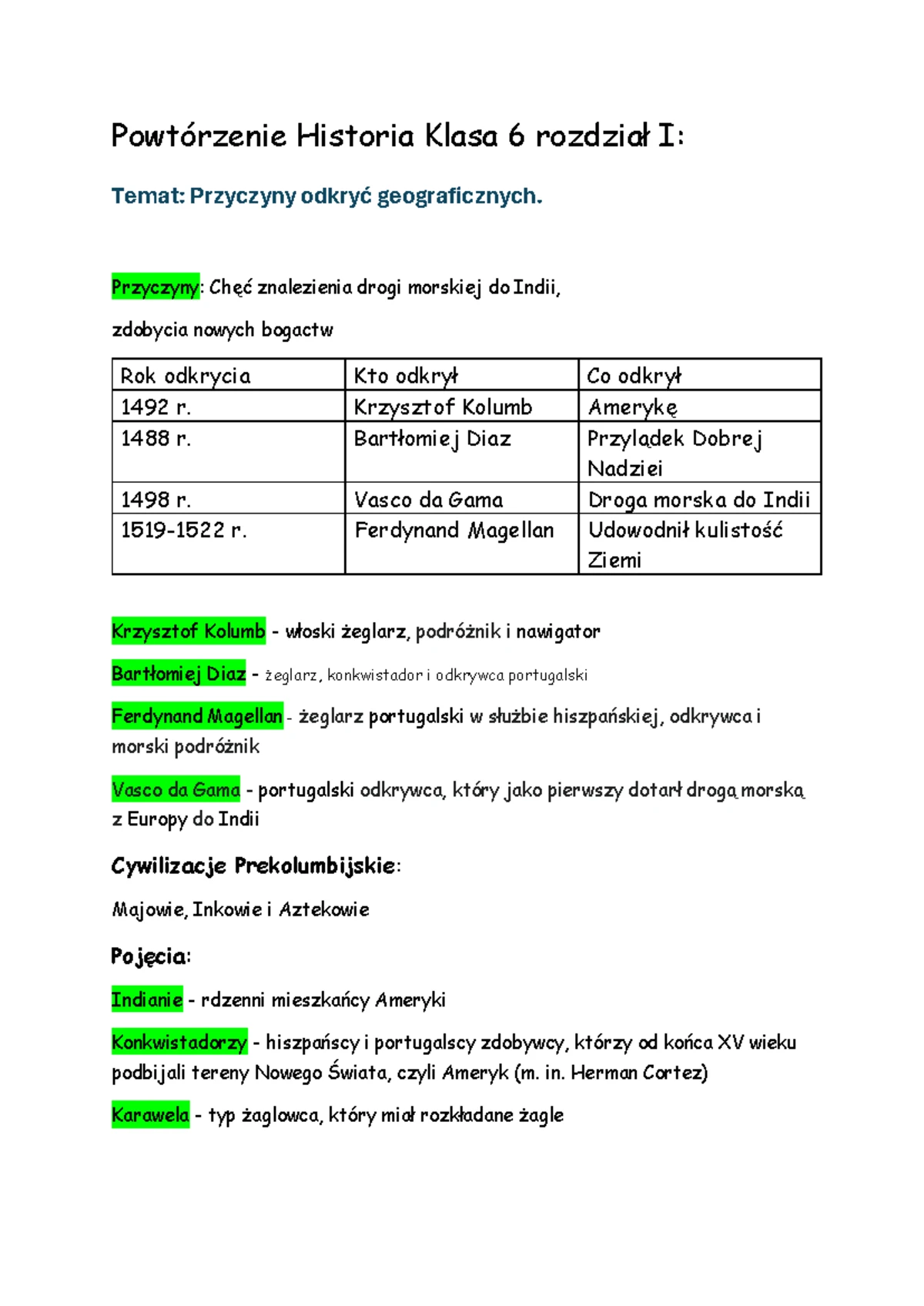 Sprawdzian Z Historii Klasa 6 Dział 1 Nowa Era