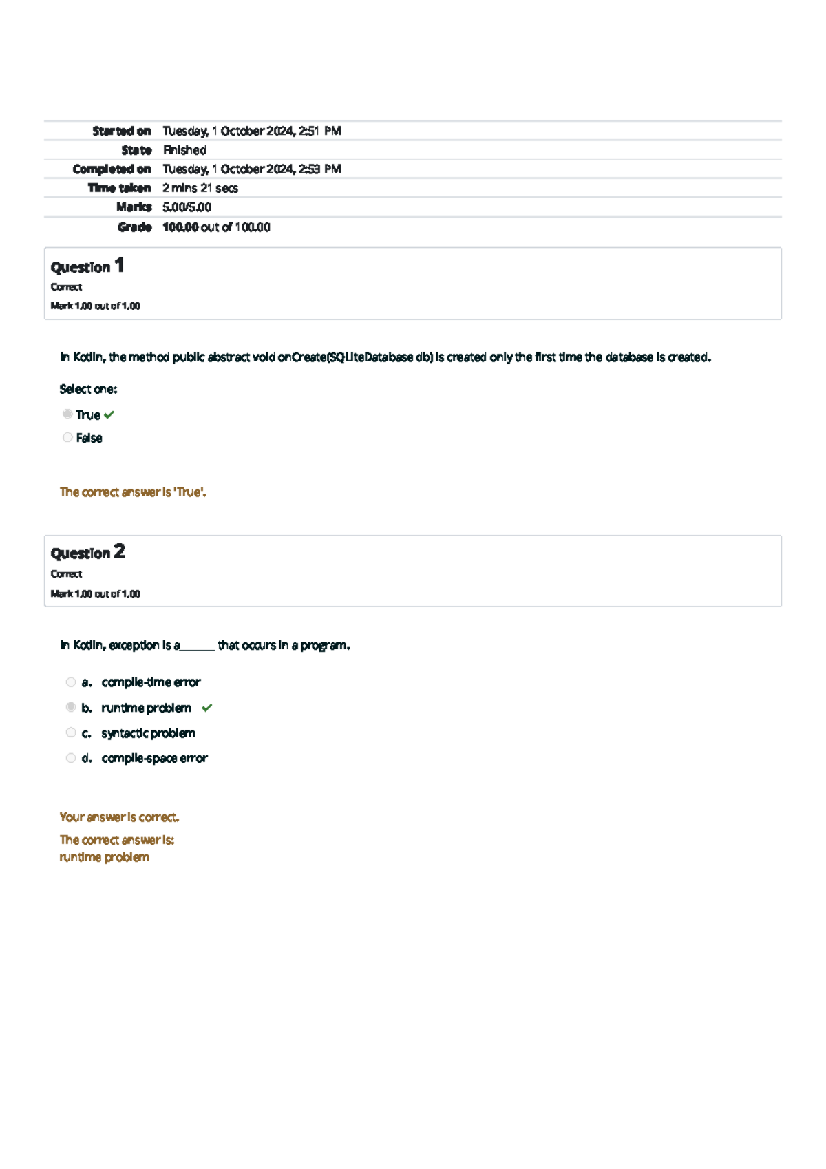 Self-Quiz Unit 4 Attempt review Home - Started on Tuesday, 1 October ...