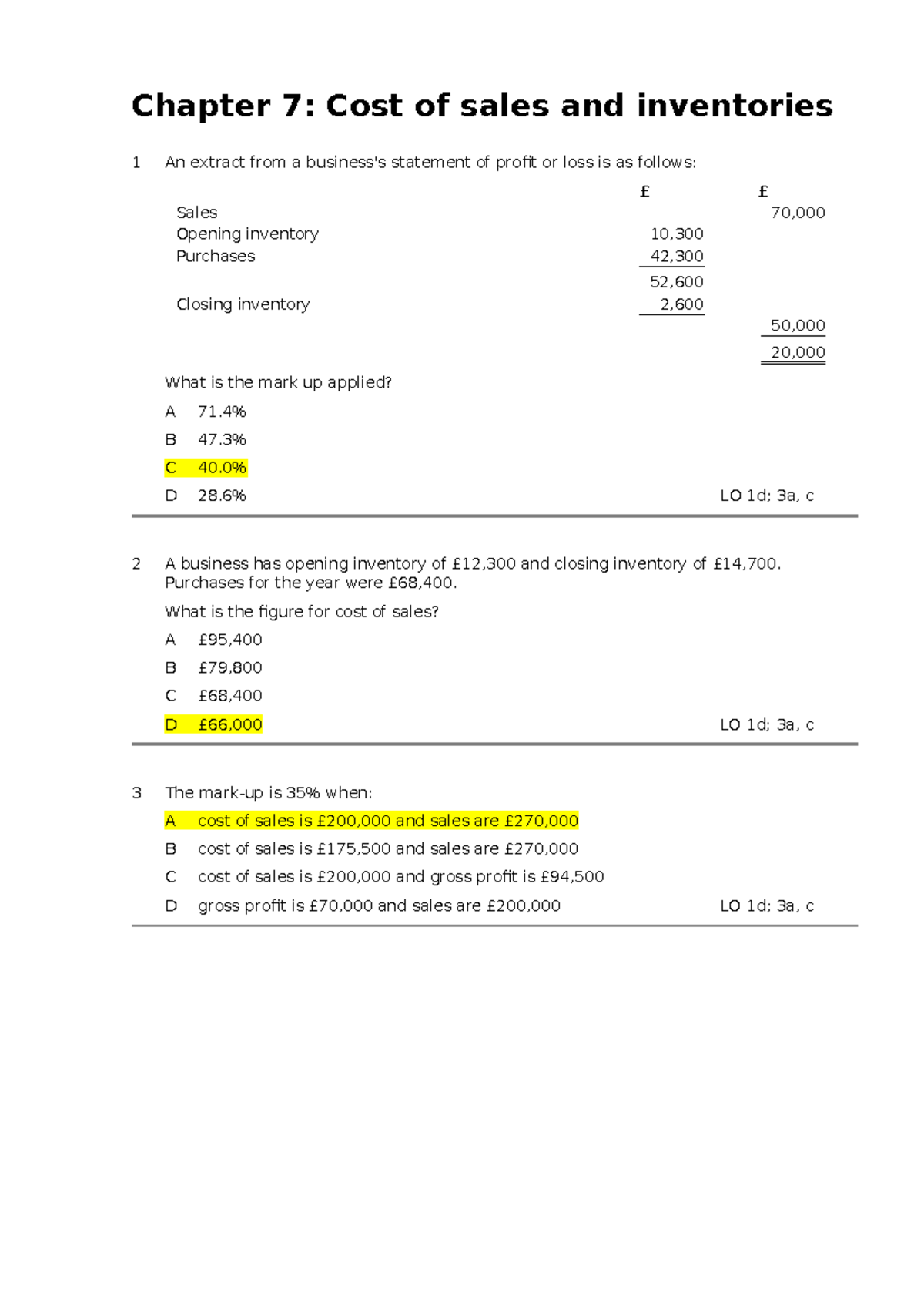 Chapter-7-extra - whj5u46u5u5ge4wg4 - Chapter 7: Cost of sales and ...